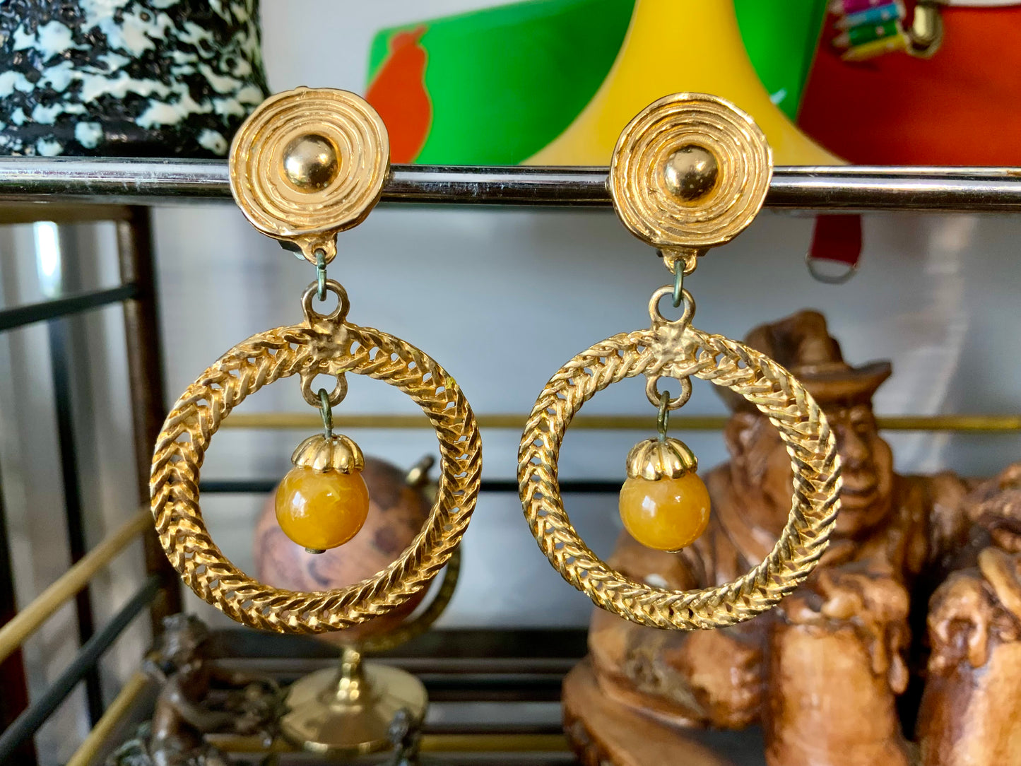 Boucles d’oreilles Créoles avec petites perles Chic 1980 Métal