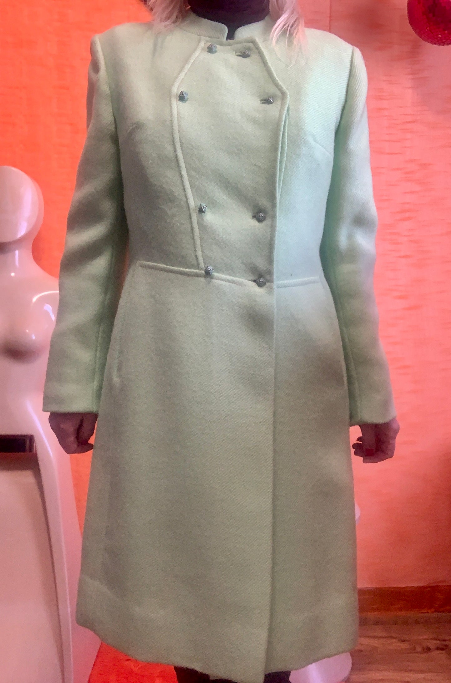 Superbe Manteau 1960/70 Vert Pure Laine