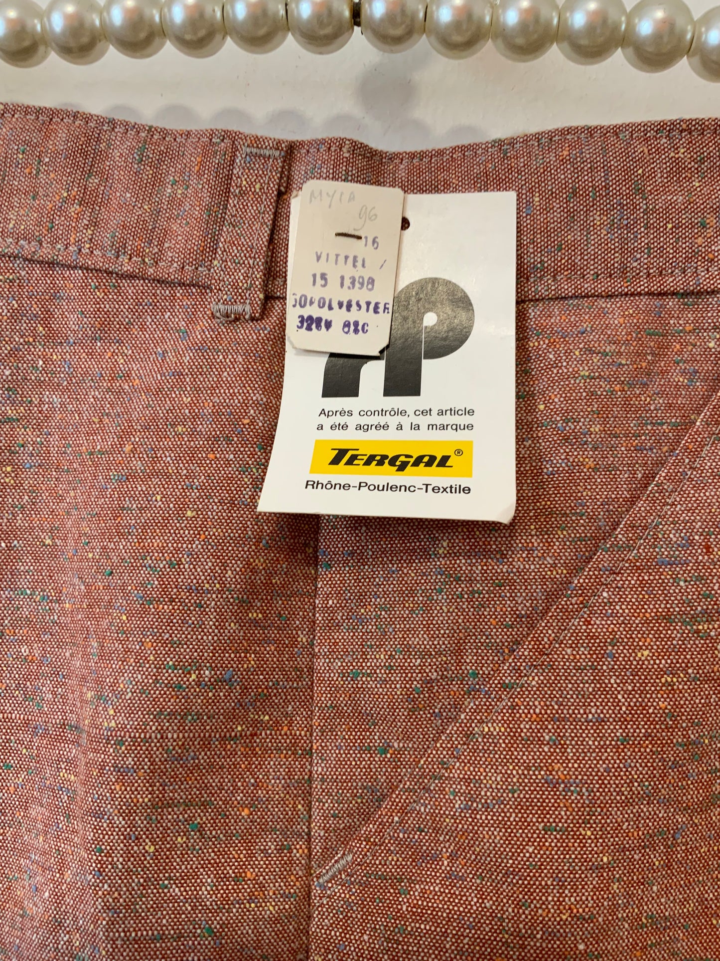 Pantalon toile Pattes d’éléphant Vintage Tergal Neuf 1970