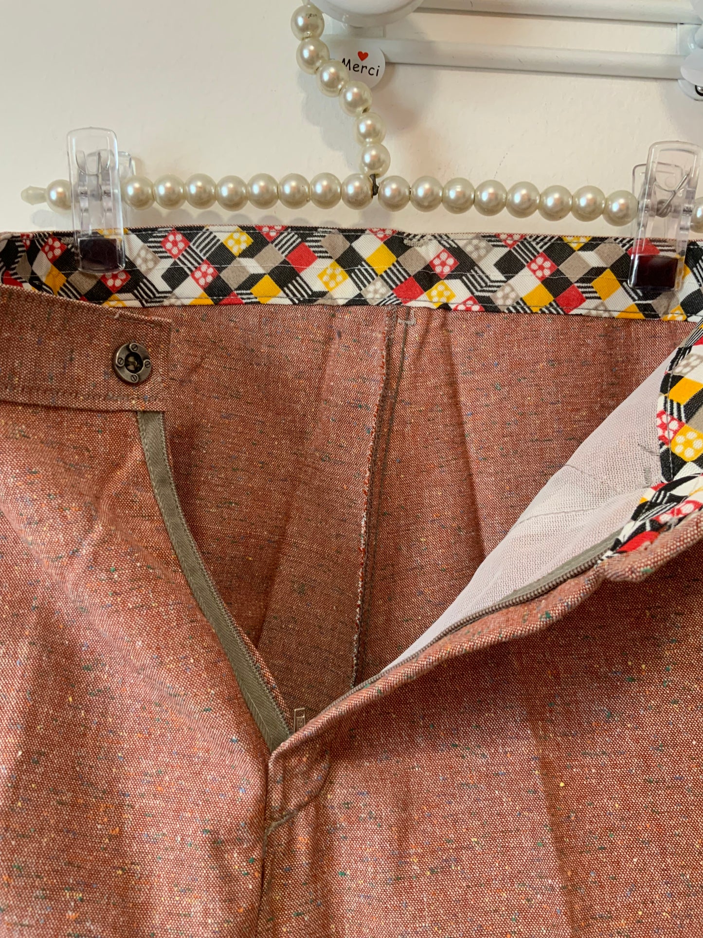 Pantalon toile Pattes d’éléphant Vintage Tergal Neuf 1970