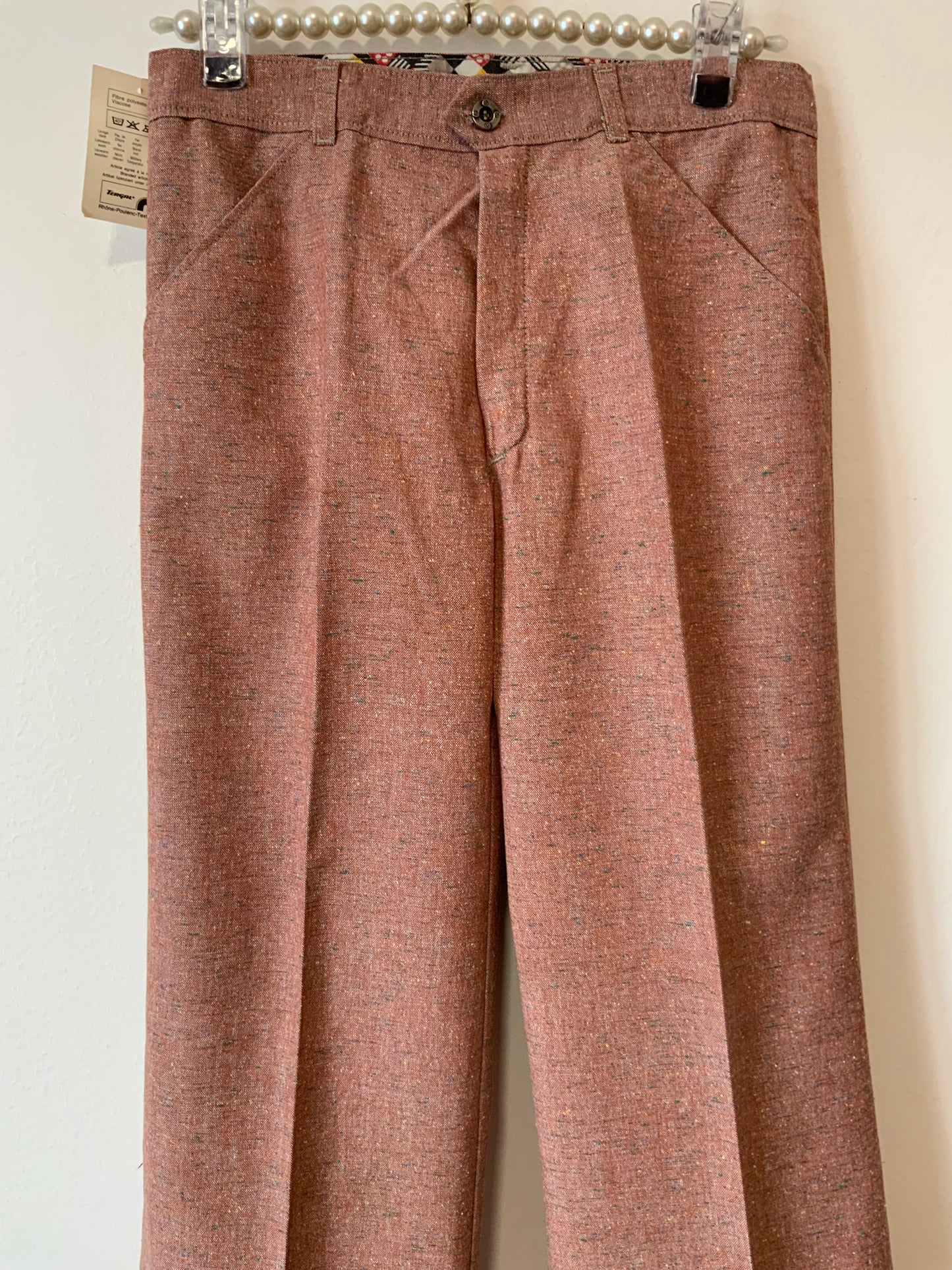Pantalon toile Pattes d’éléphant Vintage Tergal Neuf 1970