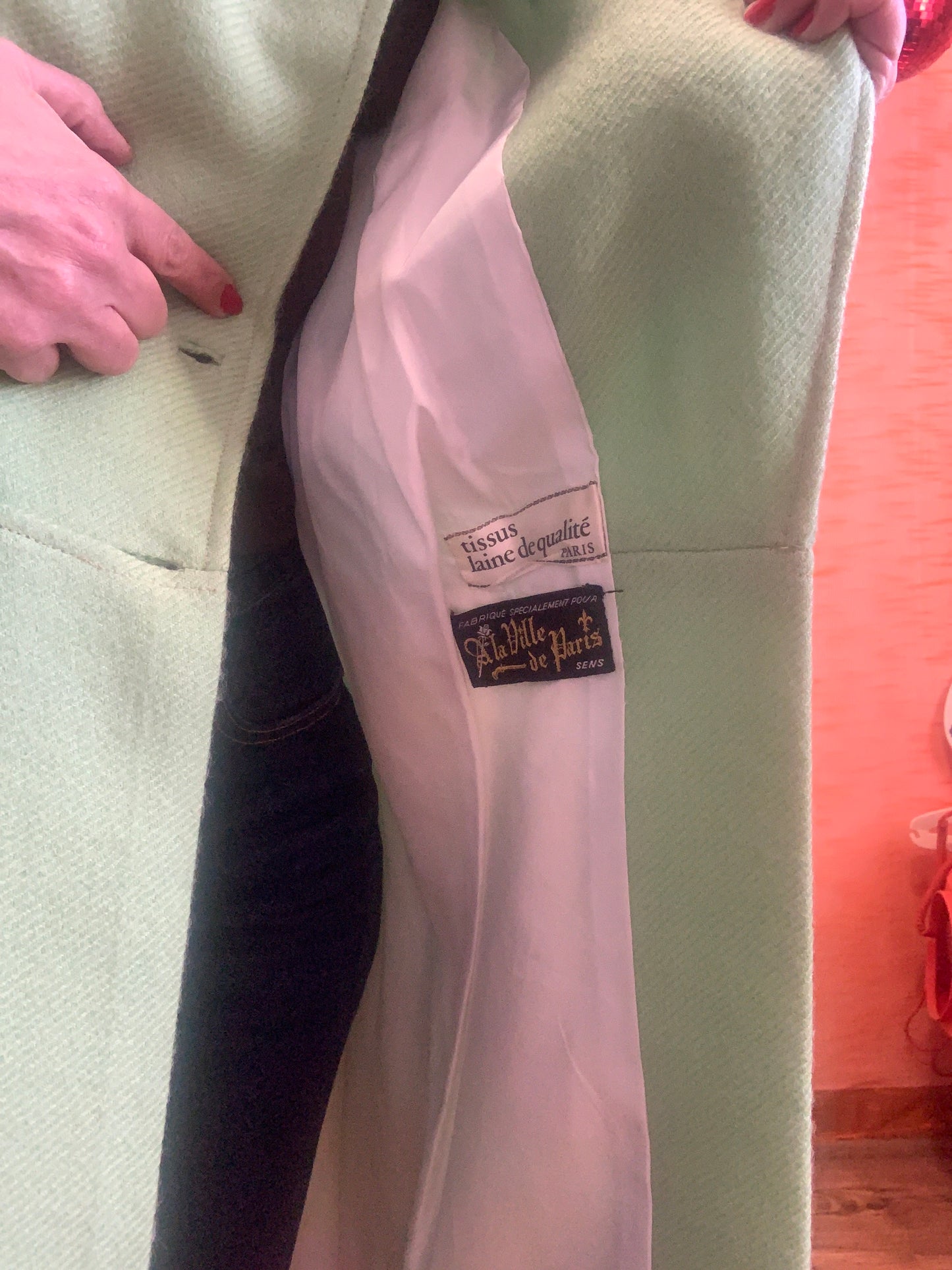Superbe Manteau 1960/70 Vert Pure Laine