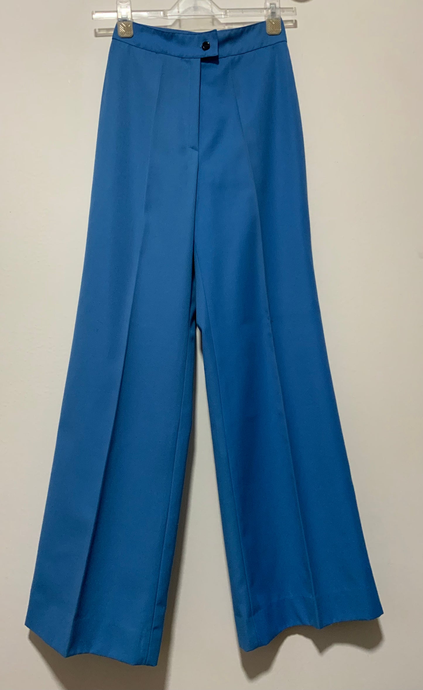 Pantalon pattes d’éléphant Tergal Bleu Vintage 1970 Flare