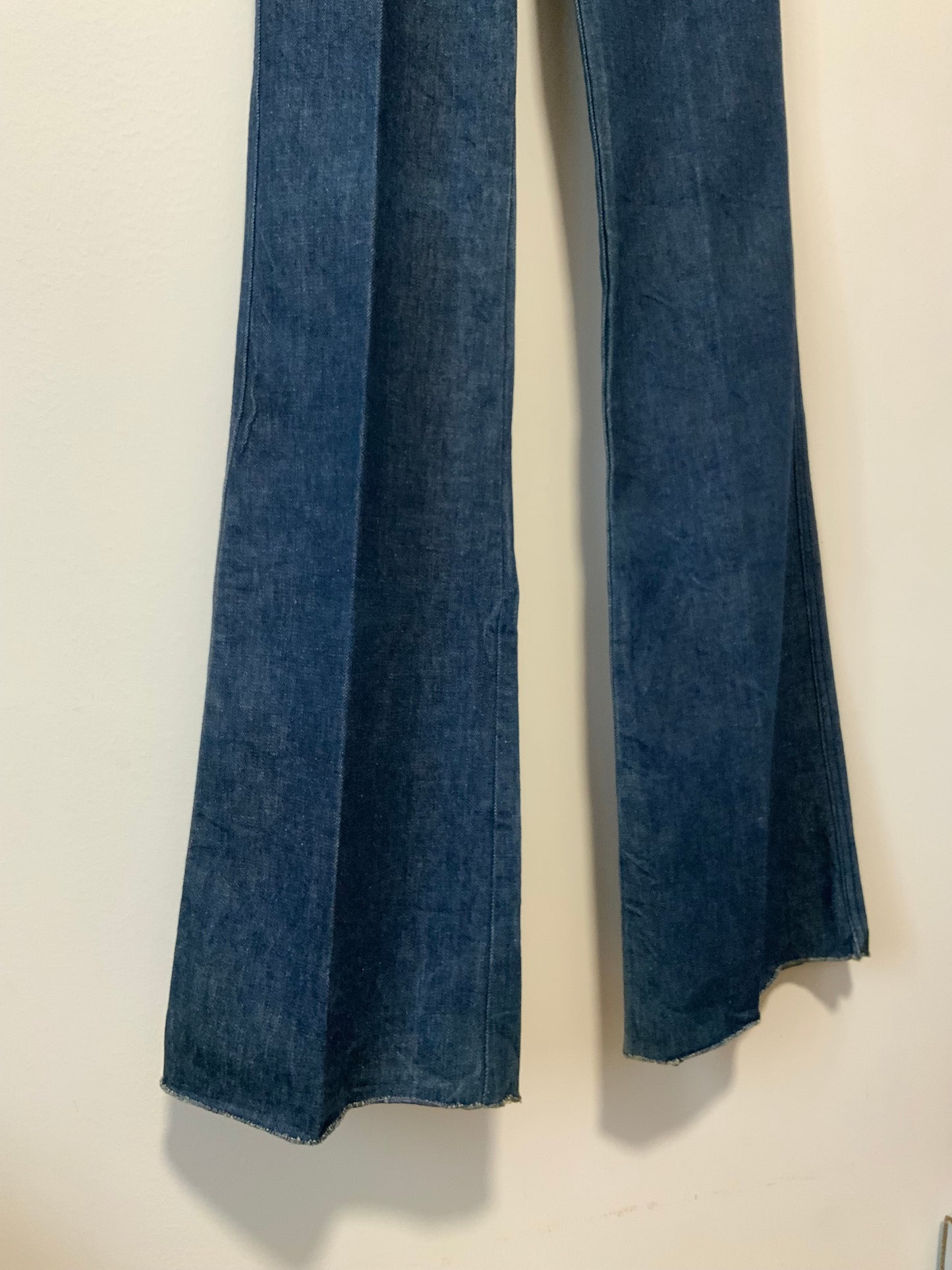 Pantalon pattes d’éléphant denim bleu Marque Pionier Vintage 1980 Deadstock