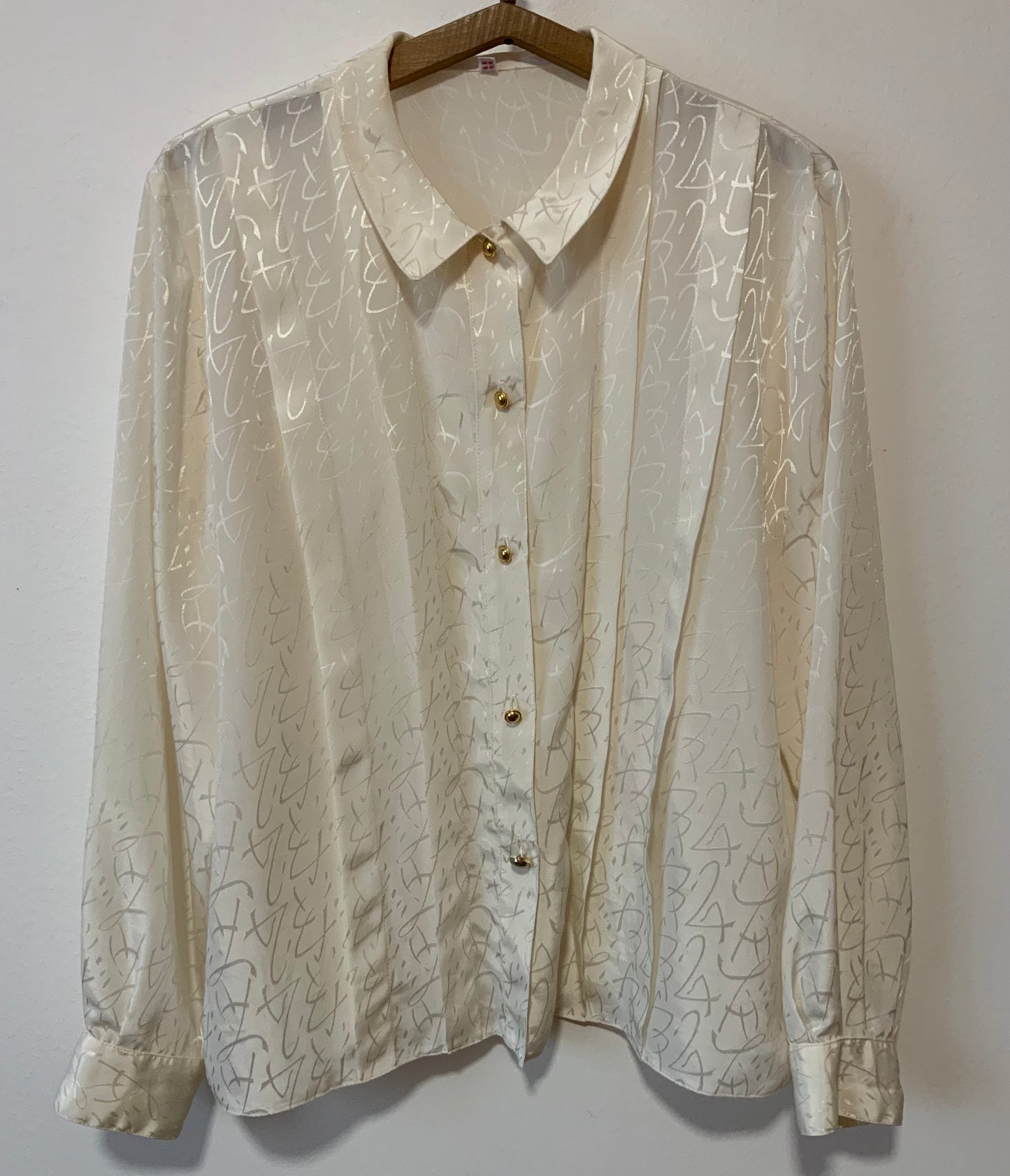 Chemisier plissé brillance ton sur ton Chic Élégance Vintage 1980