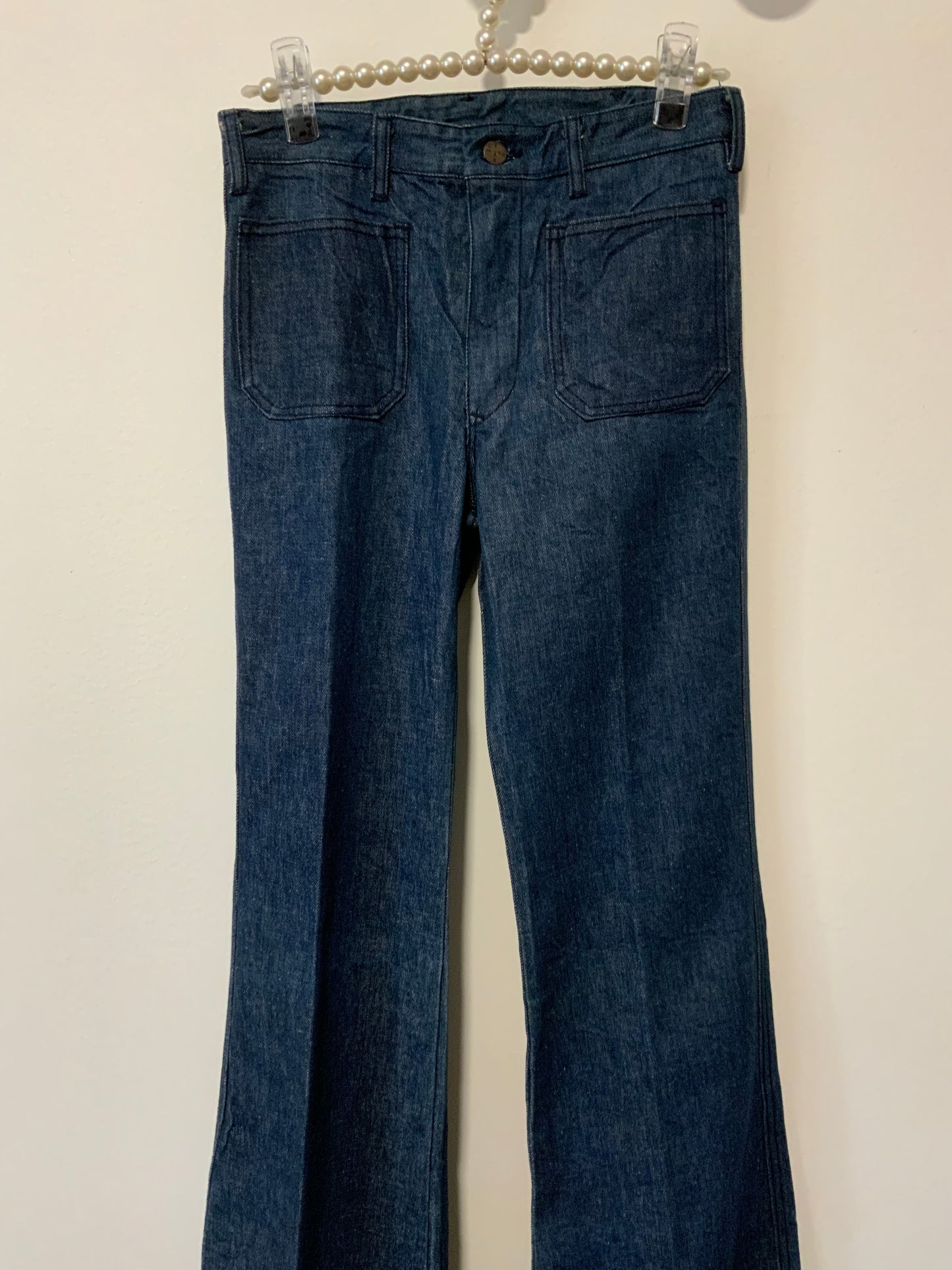 Pantalon pattes d’éléphant denim bleu Marque Pionier Vintage 1980 Deadstock