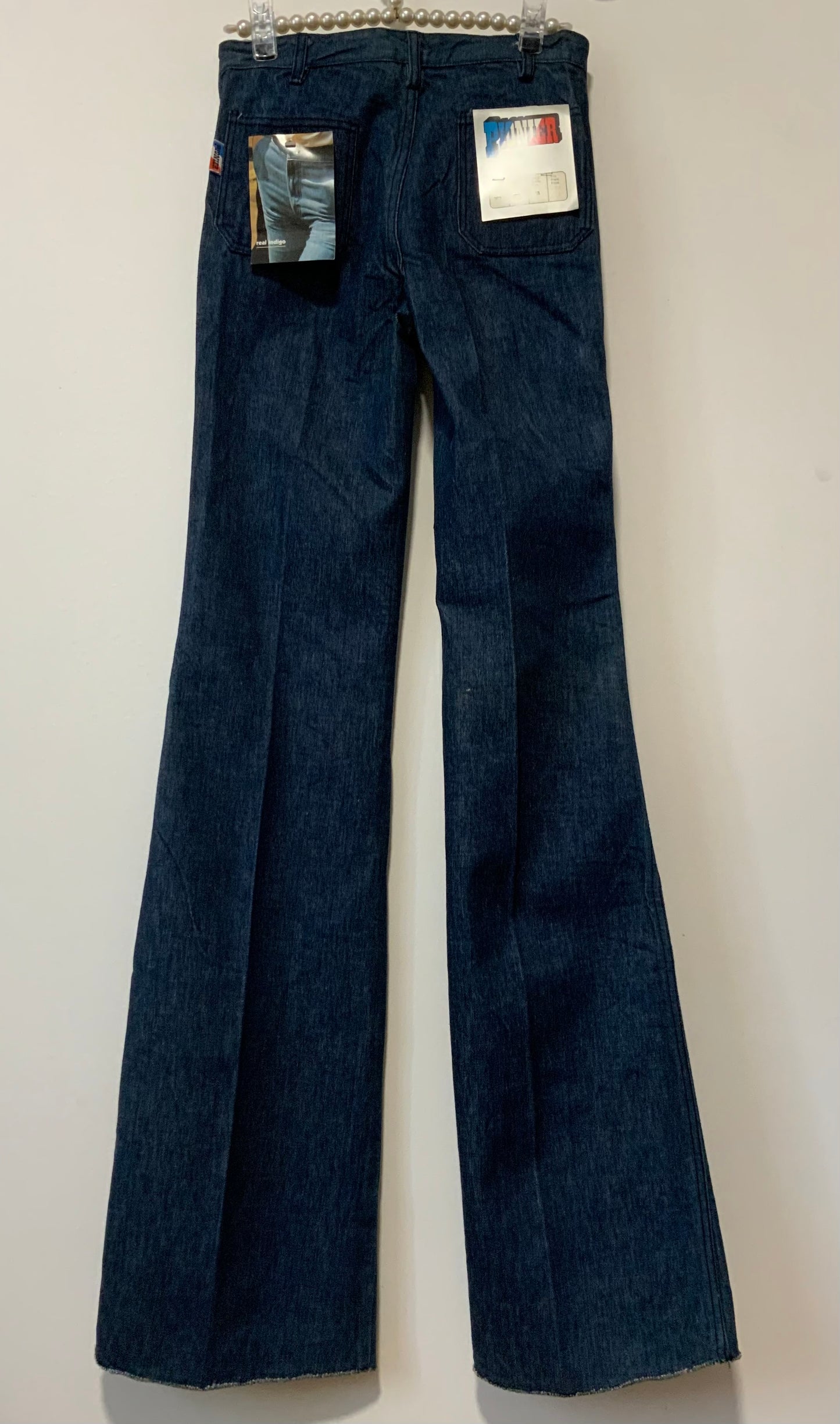 Pantalon pattes d’éléphant denim bleu Marque Pionier Vintage 1980 Deadstock