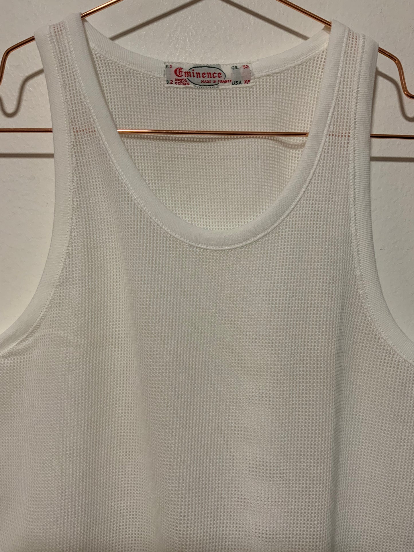 Débardeur Marcel ajouré Vintage 1980 Eminence Deadstock France