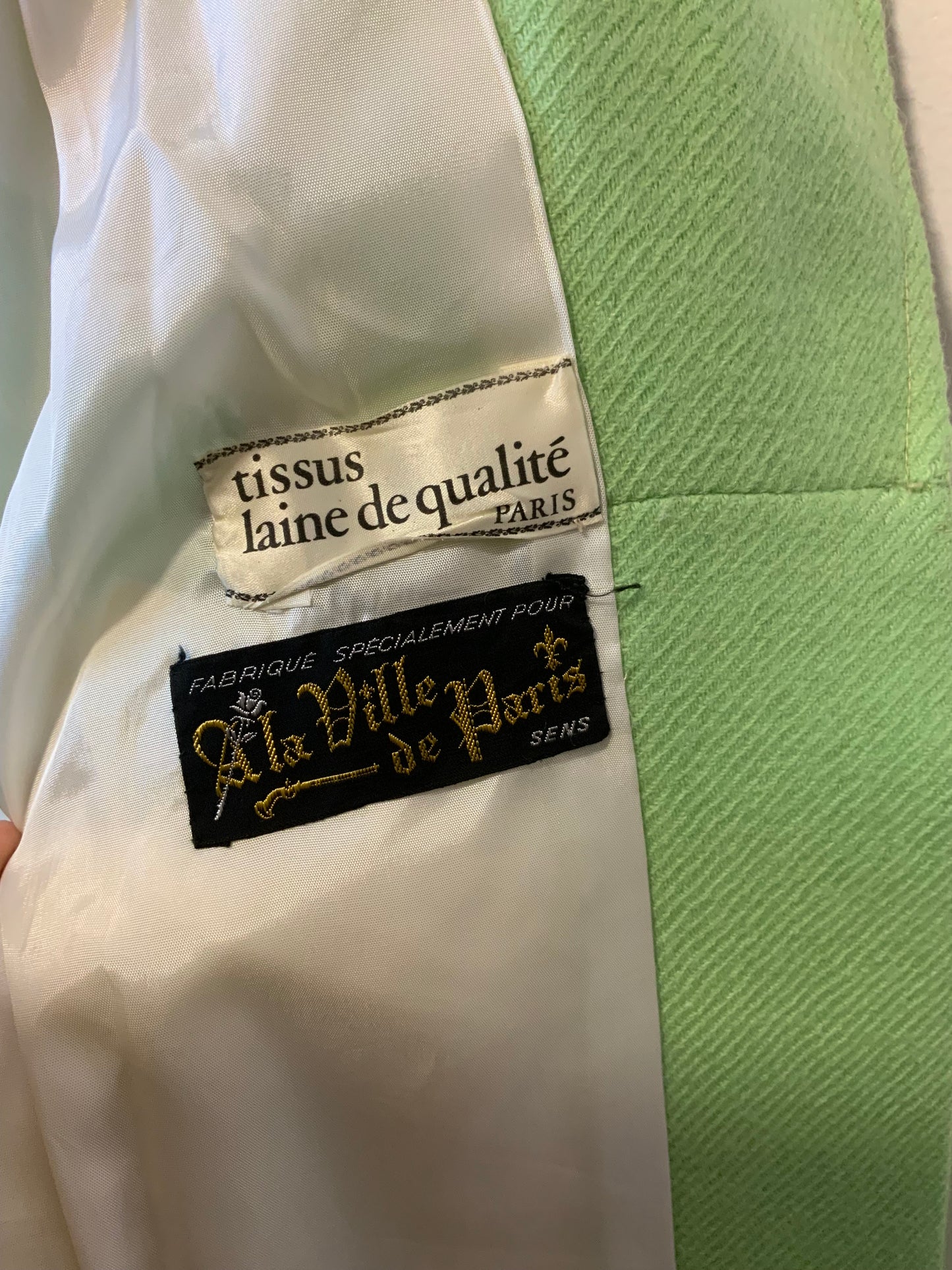 Superbe Manteau 1960/70 Vert Pure Laine