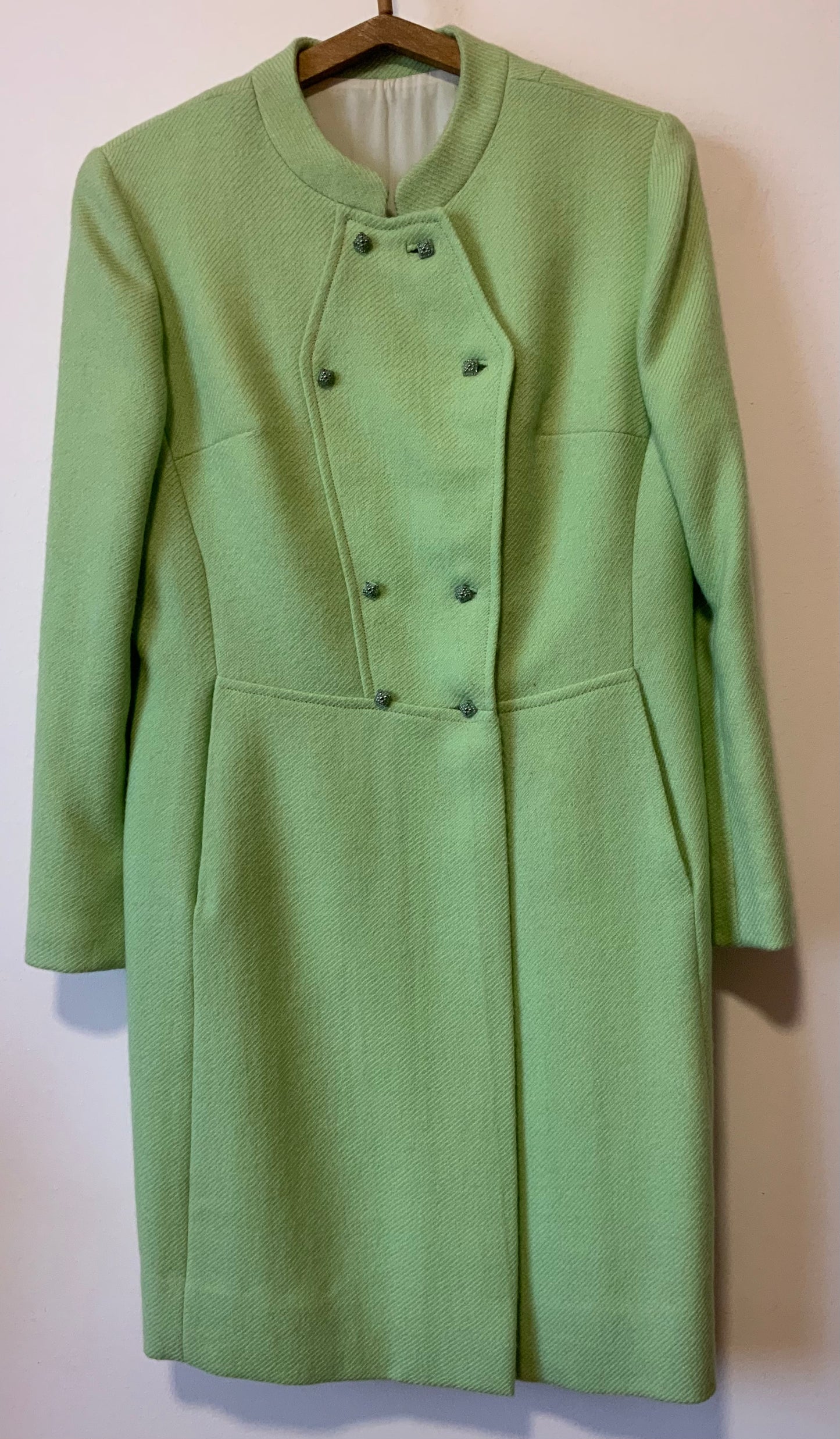 Superbe Manteau 1960/70 Vert Pure Laine