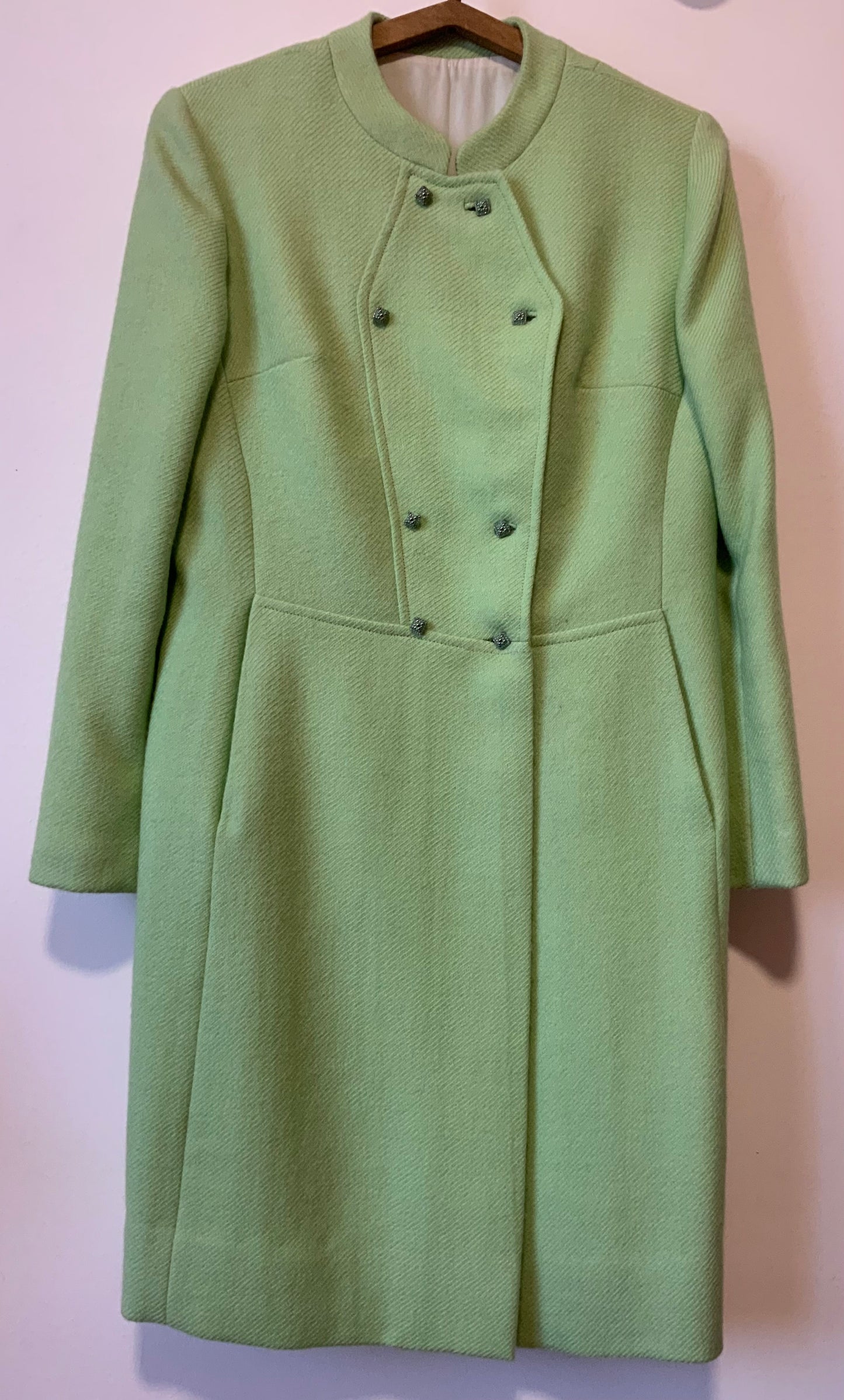 Superbe Manteau 1960/70 Vert Pure Laine