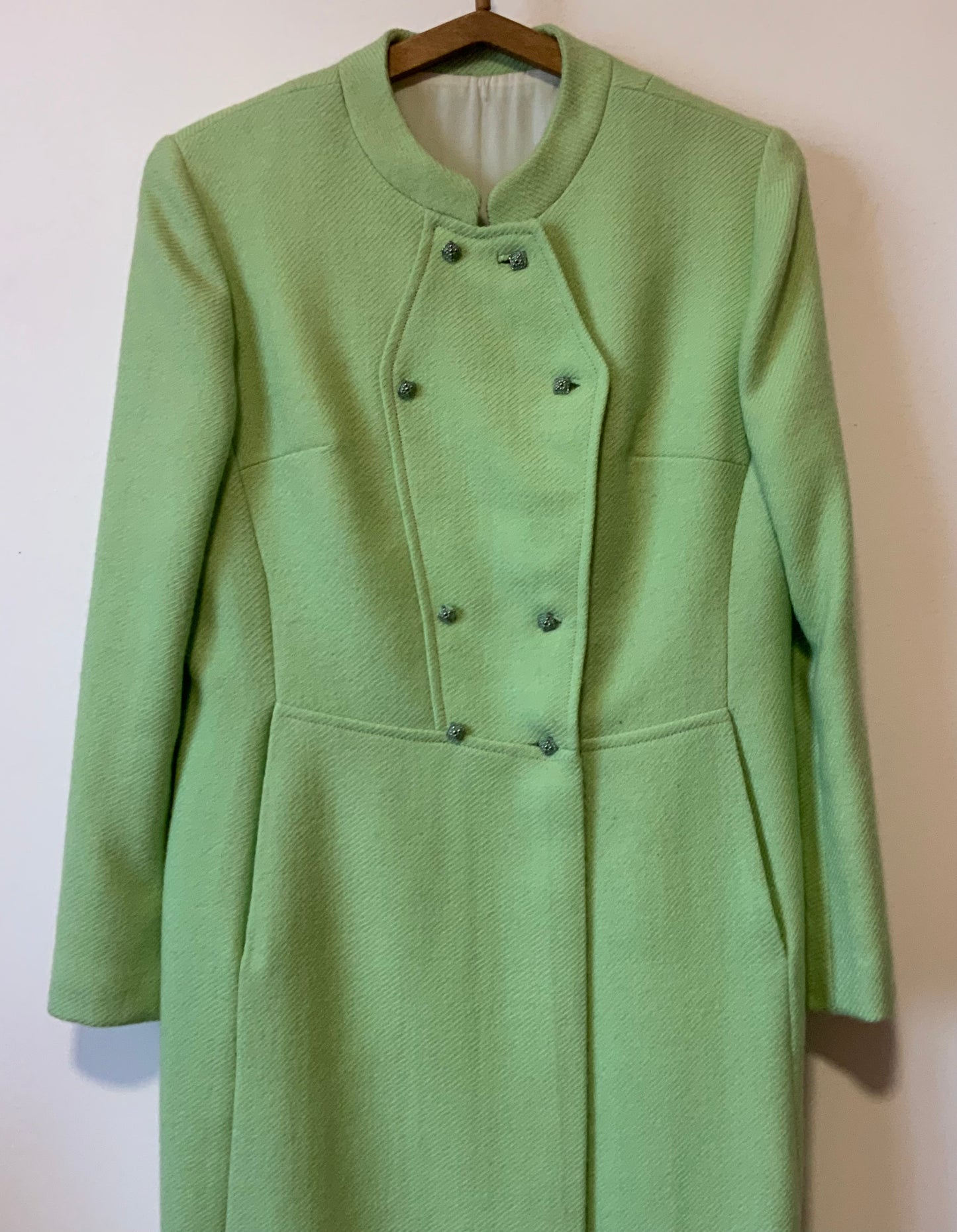 Superbe Manteau 1960/70 Vert Pure Laine