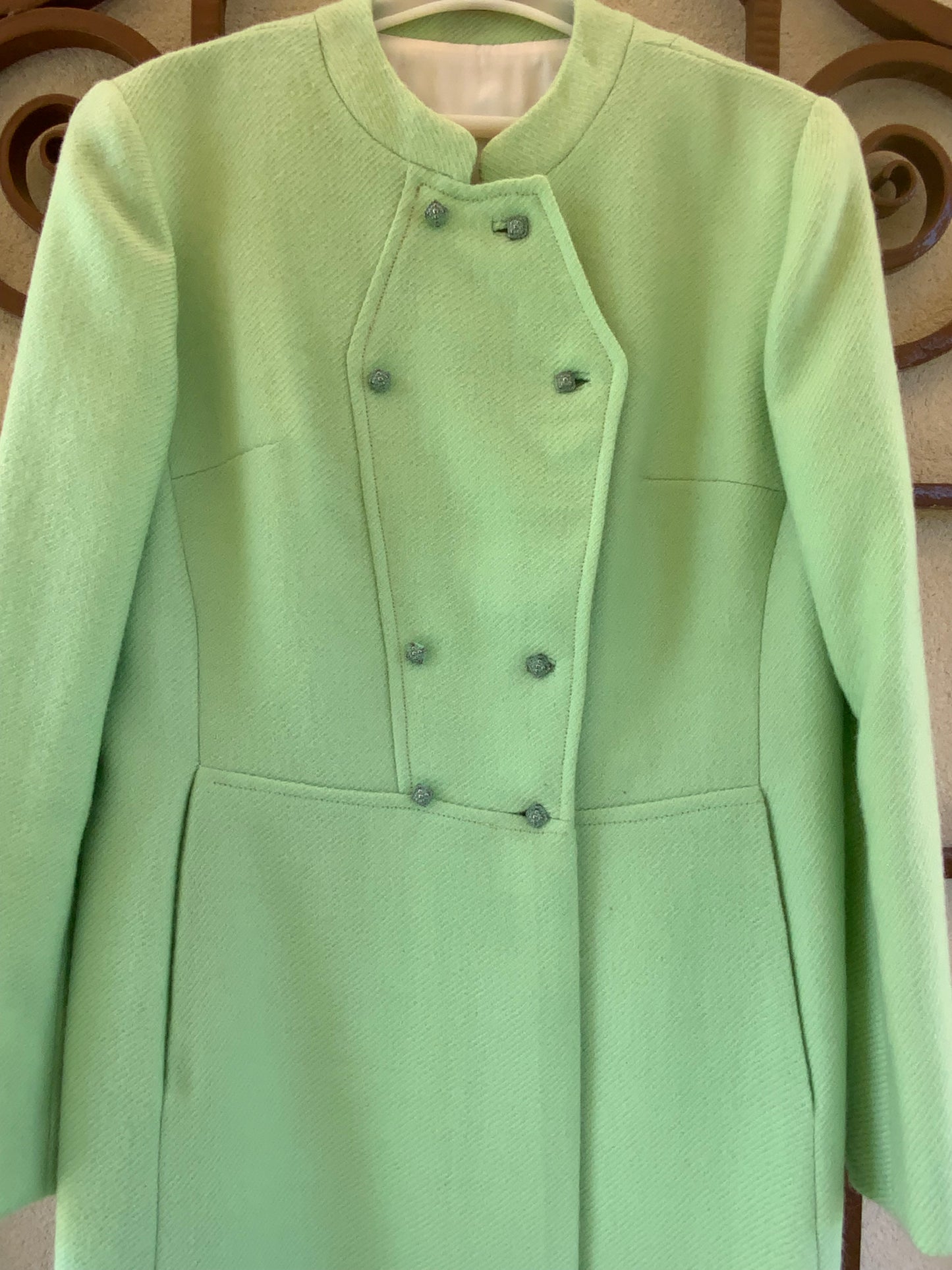 Superbe Manteau 1960/70 Vert Pure Laine