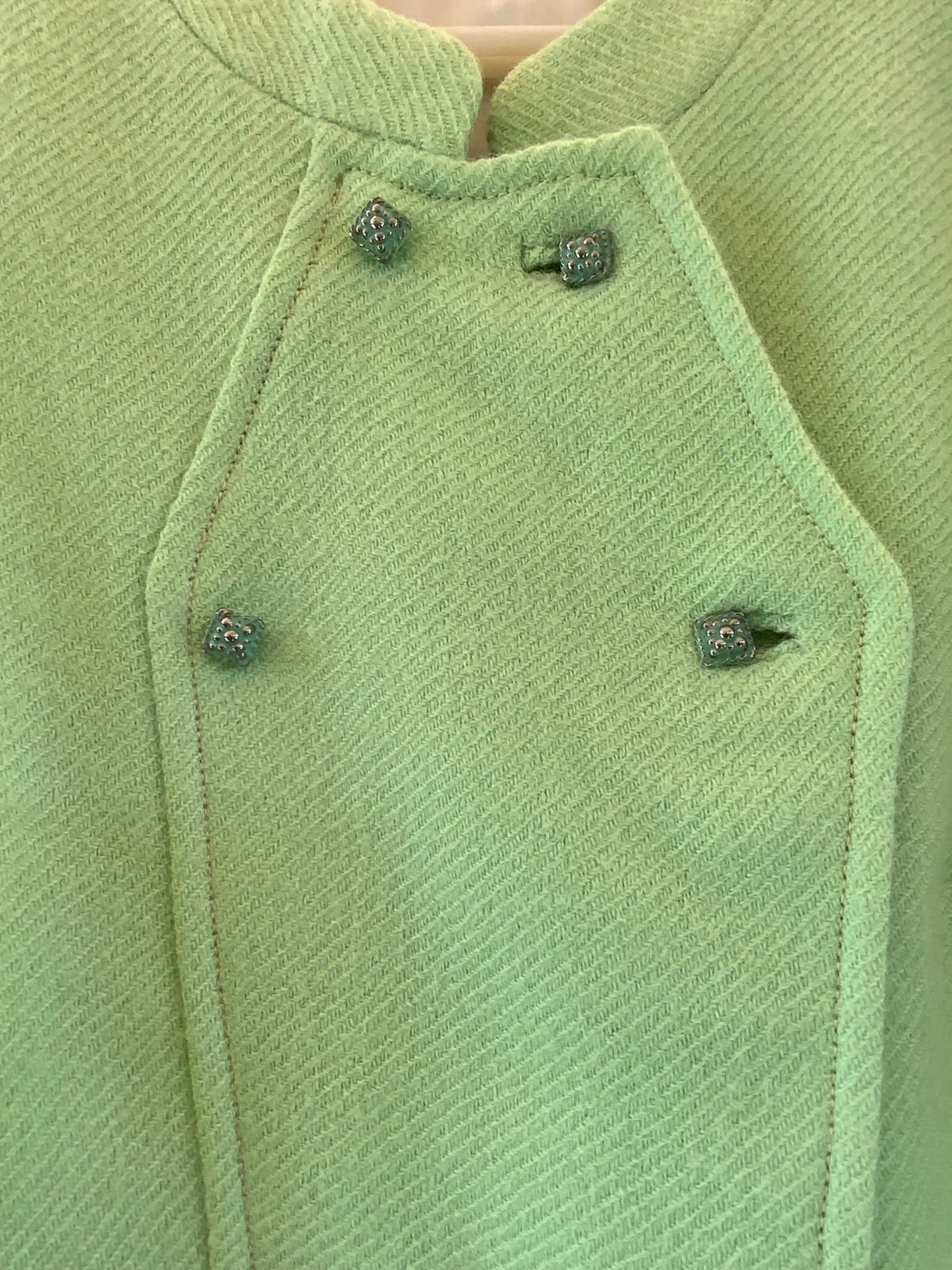 Superbe Manteau 1960/70 Vert Pure Laine