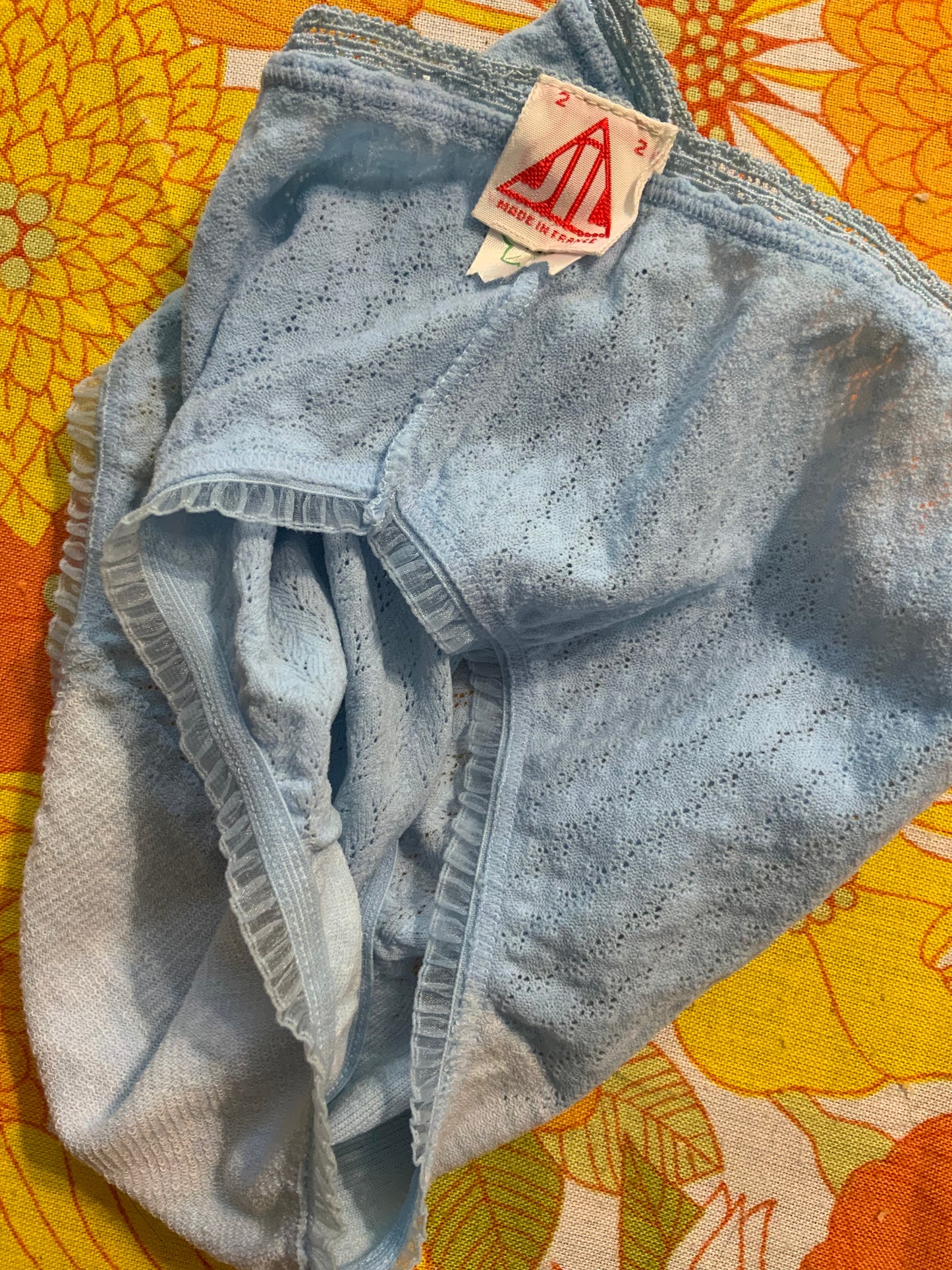 Culotte Dentelle polyamide bleue Vintage Neuf Deadstock 1970/80 France
