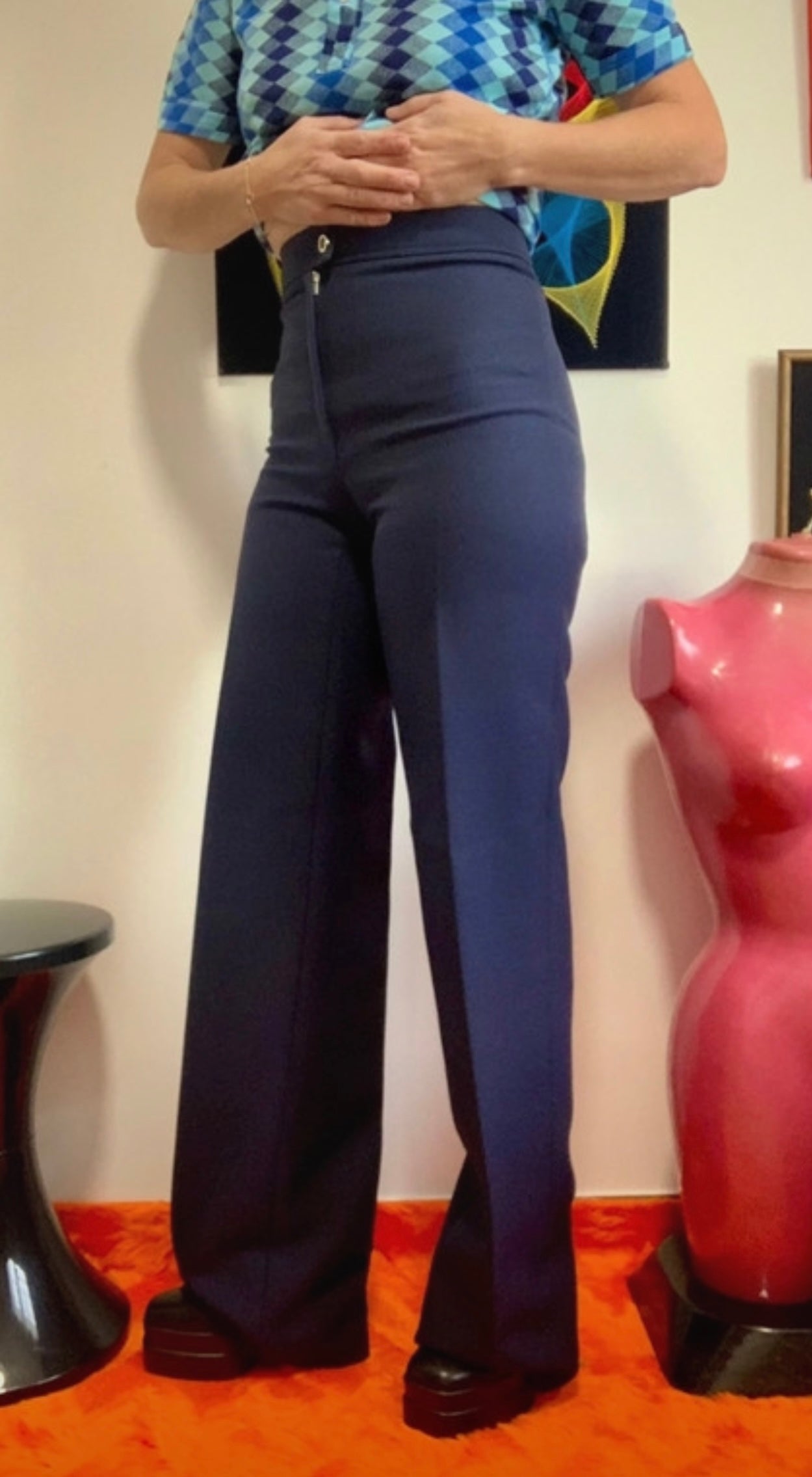 Pantalon Flare Pattes d’elephant Large Tergal Deadstock Vintage 1970 Modele Florence