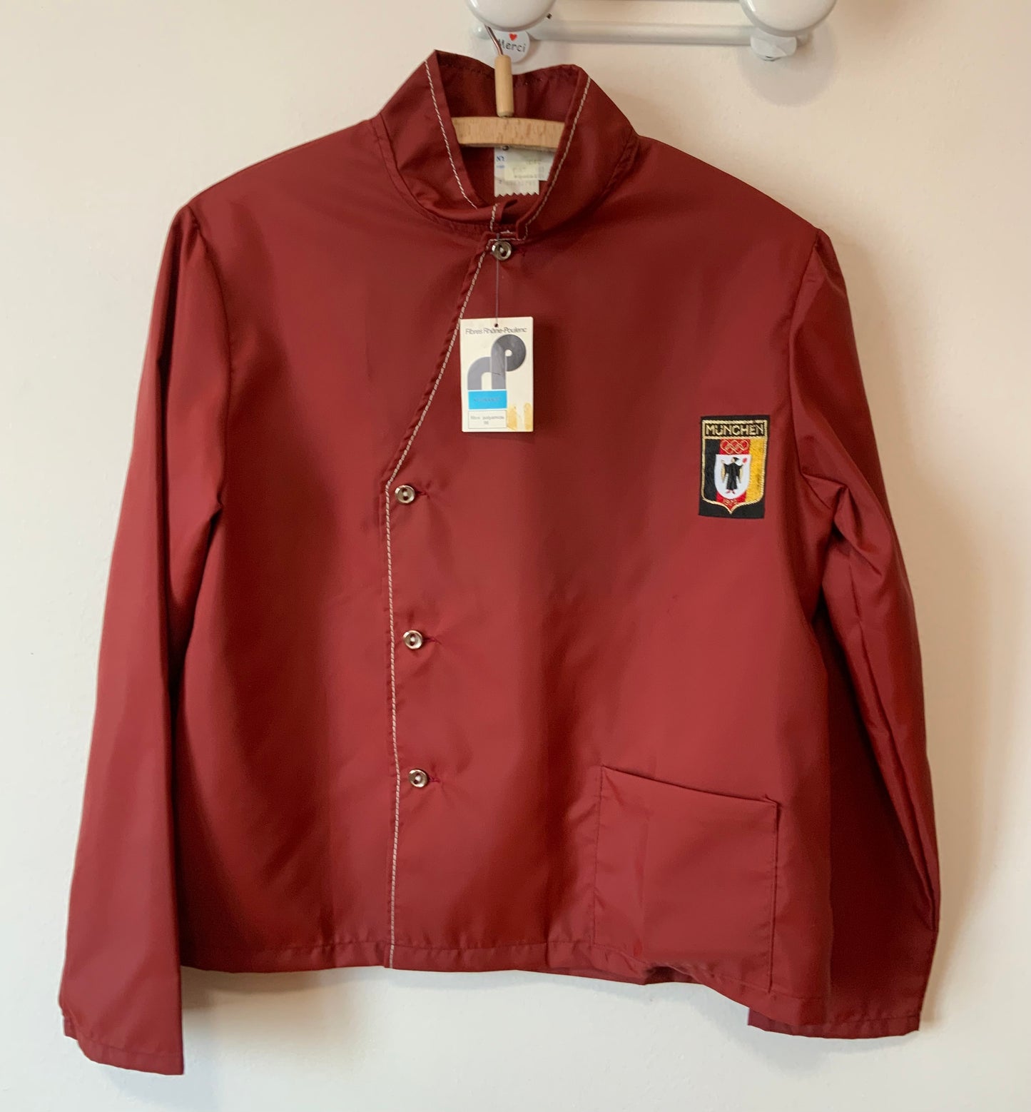 Blouse Marron surpiquée Vintage Tergal Neuf 1970