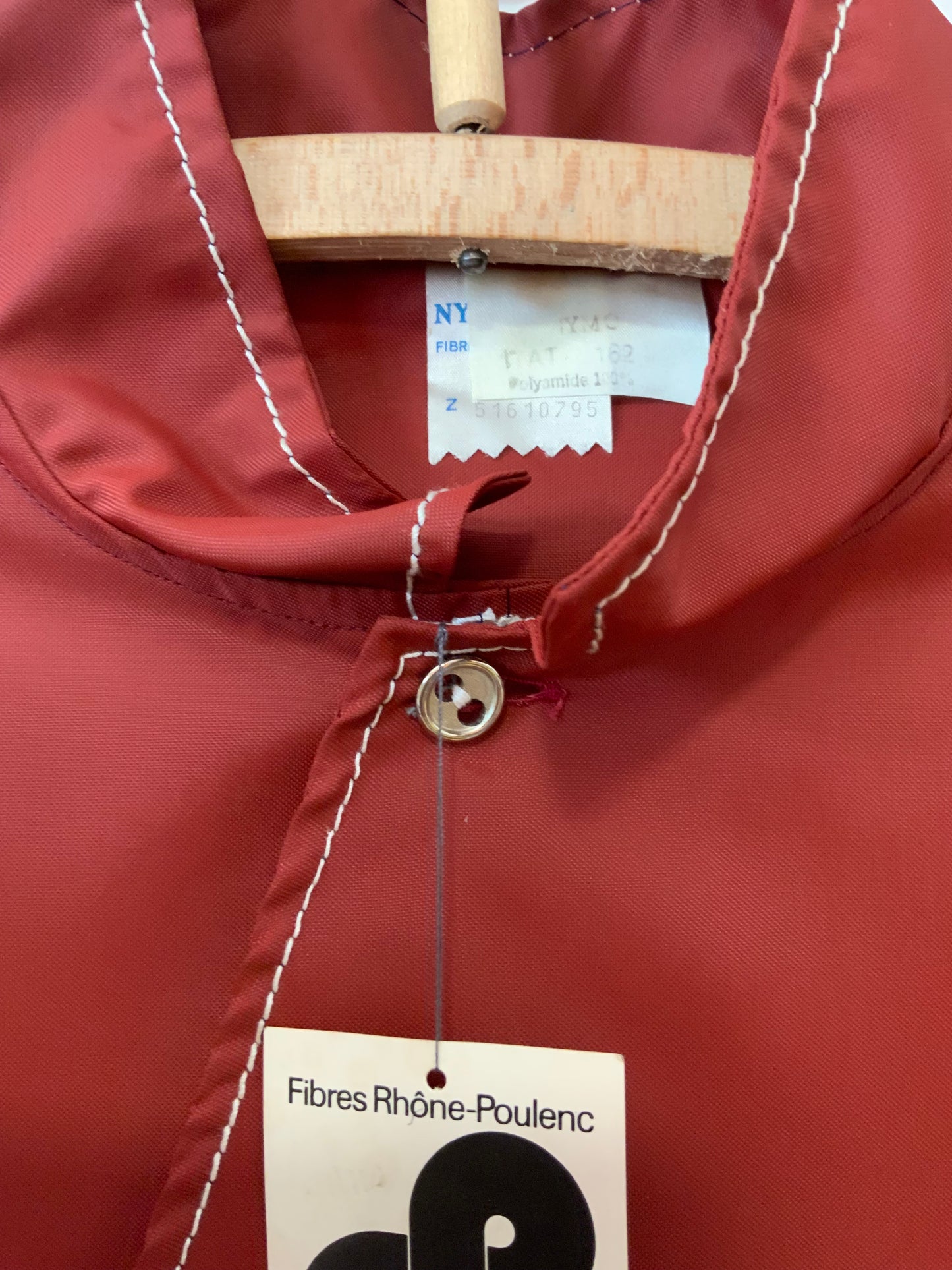 Blouse Marron surpiquée Vintage Tergal Neuf 1970