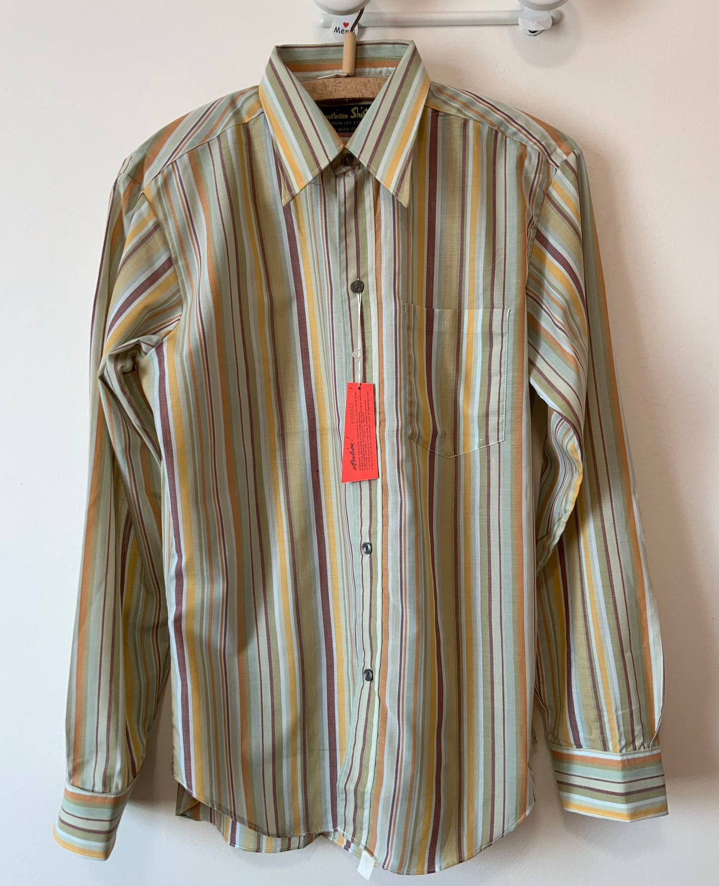 Chemises à rayures Col pelle à tartes neuve Deadstock Tergal Vintage 1970 France