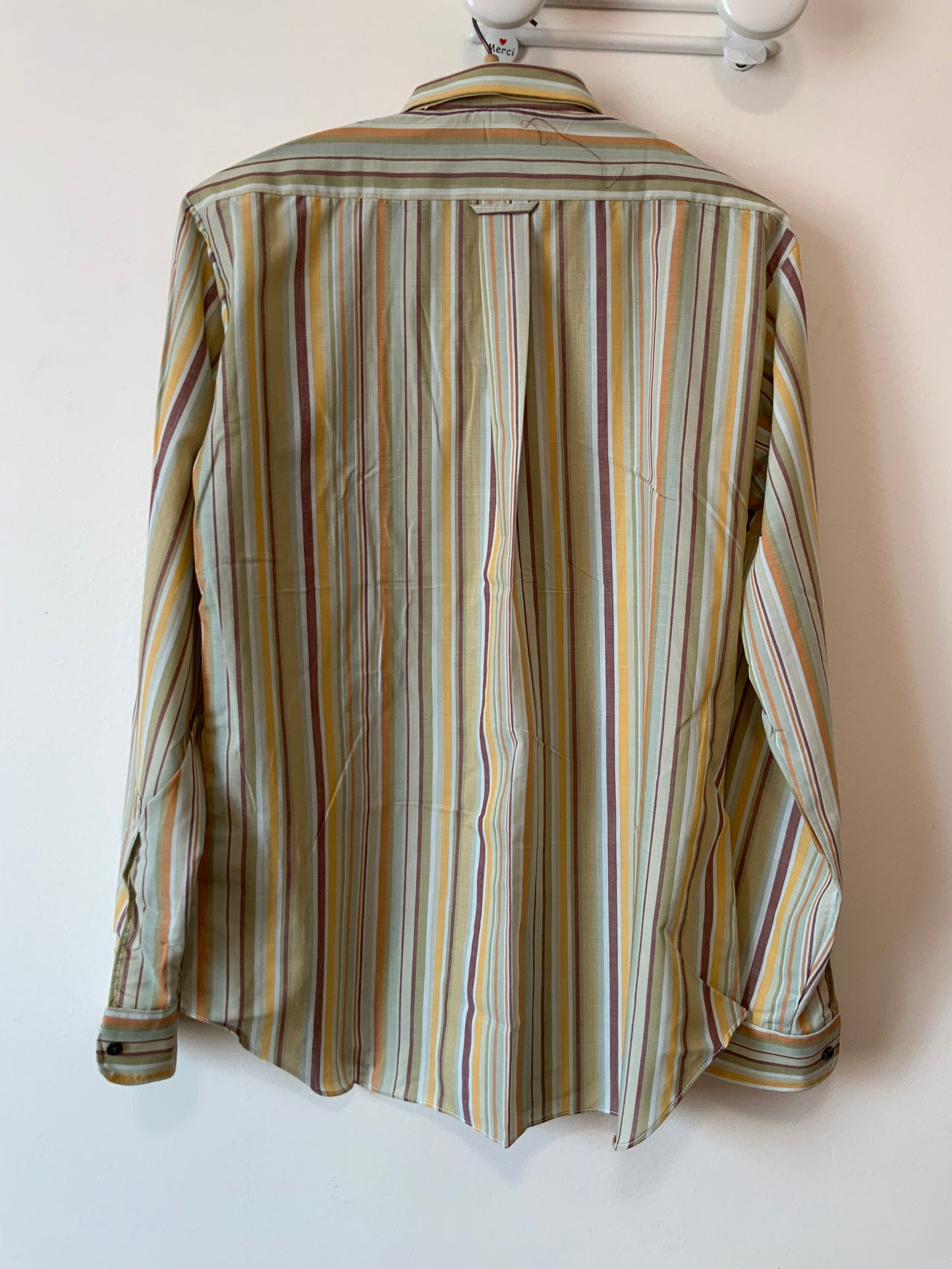 Chemises à rayures Col pelle à tartes neuve Deadstock Tergal Vintage 1970 France