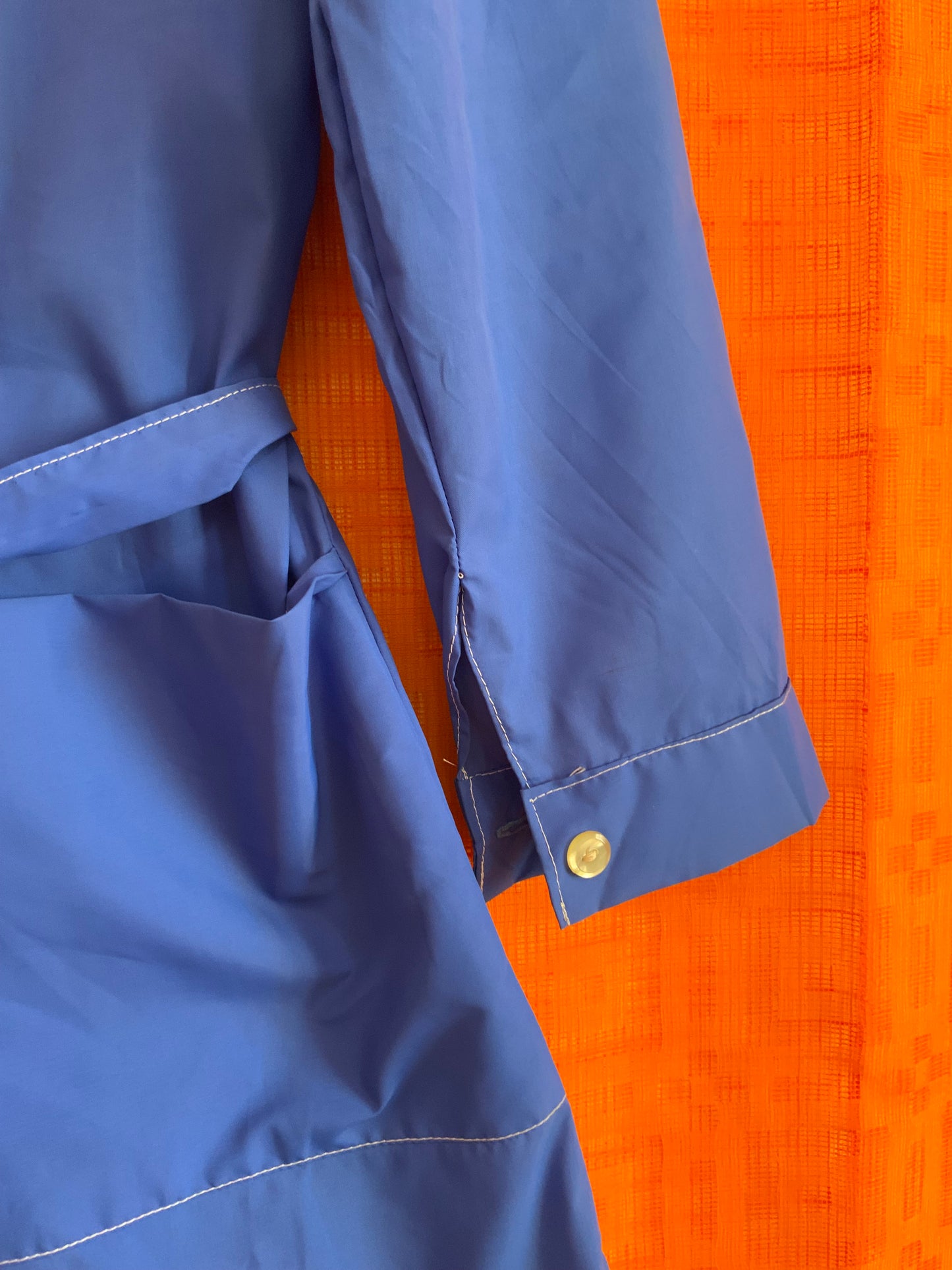 Blouse Chemisier Nylon Bleu Col pelles à tartes Original 1970