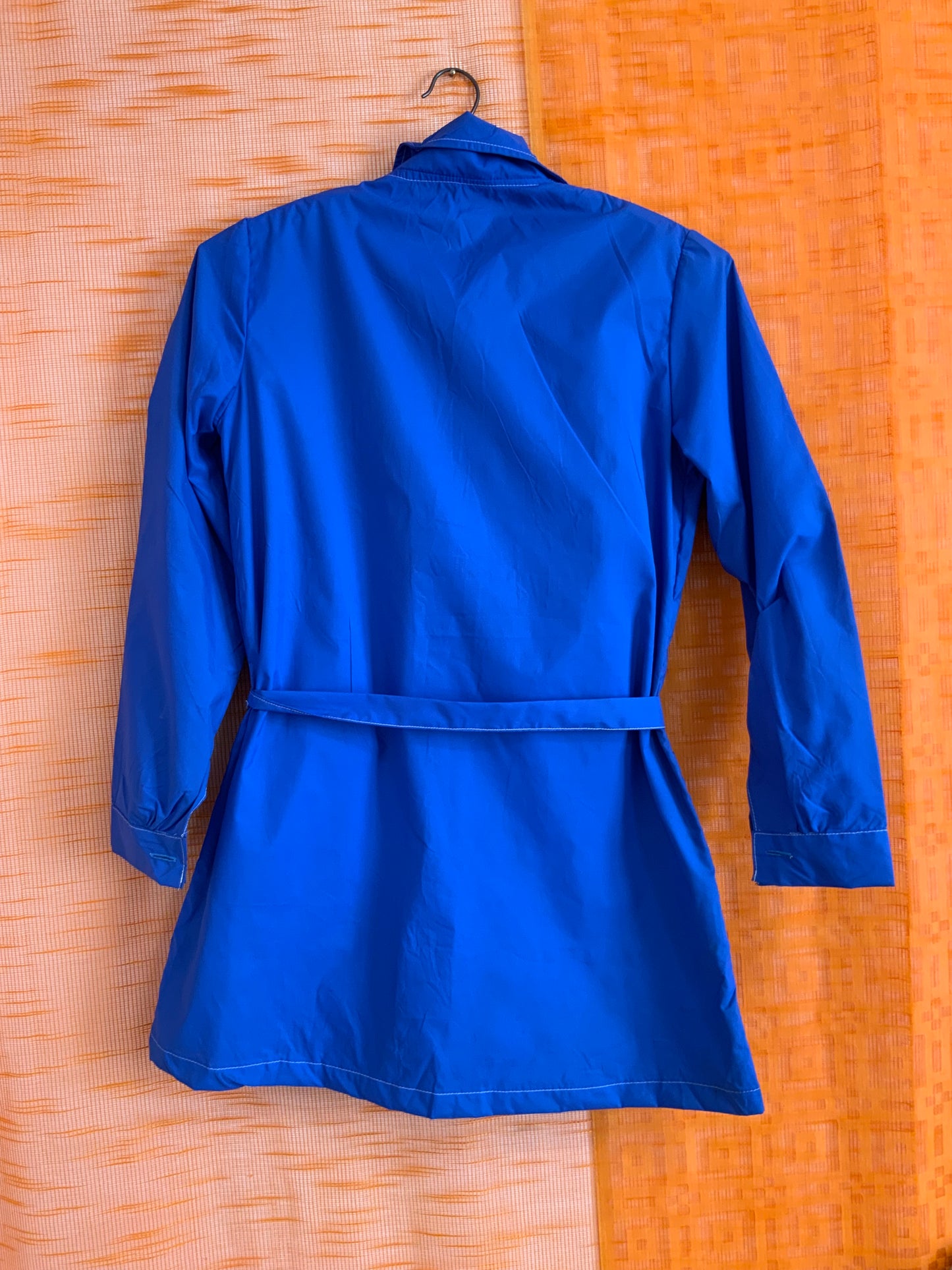 Blouse Chemisier Nylon Bleu Col pelles à tartes Original 1970