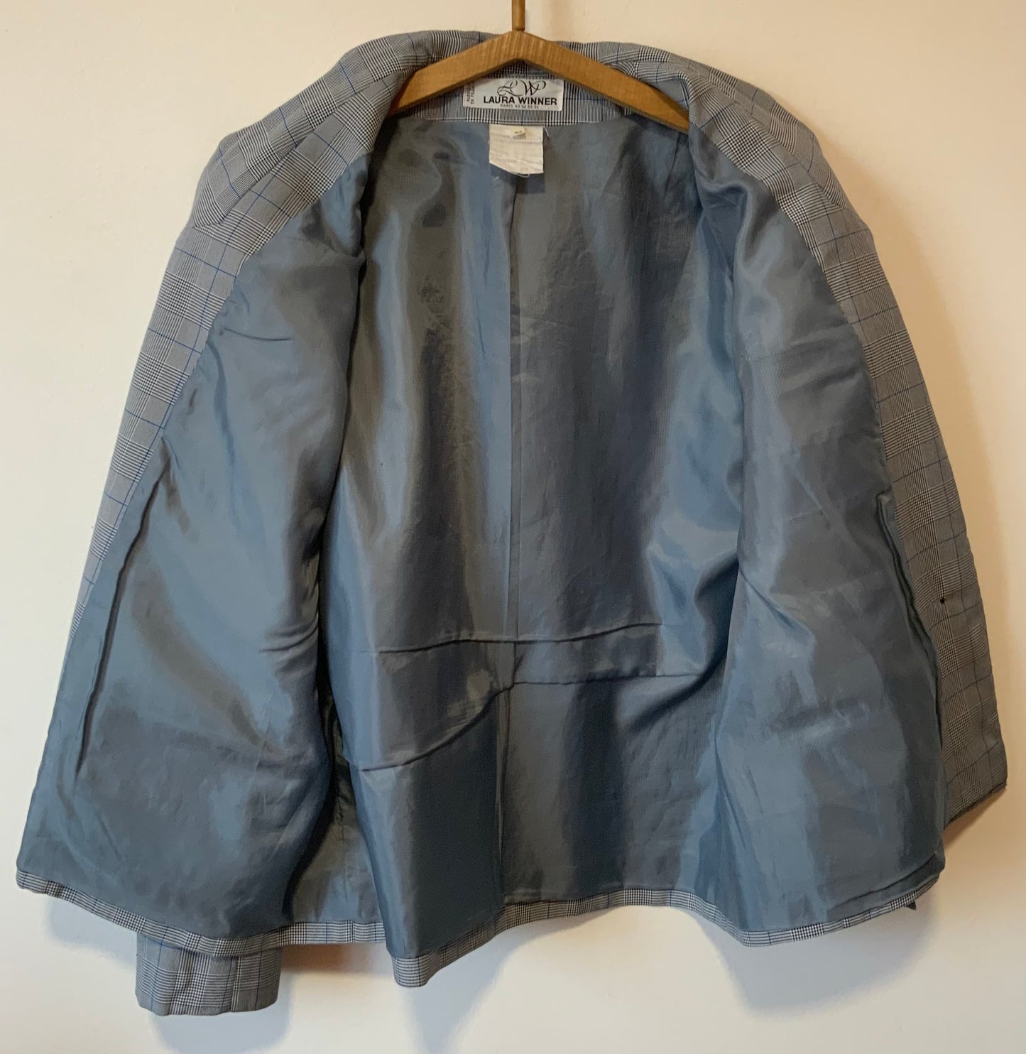 Veste droite à carreaux prince de Galles Vintage France 1980