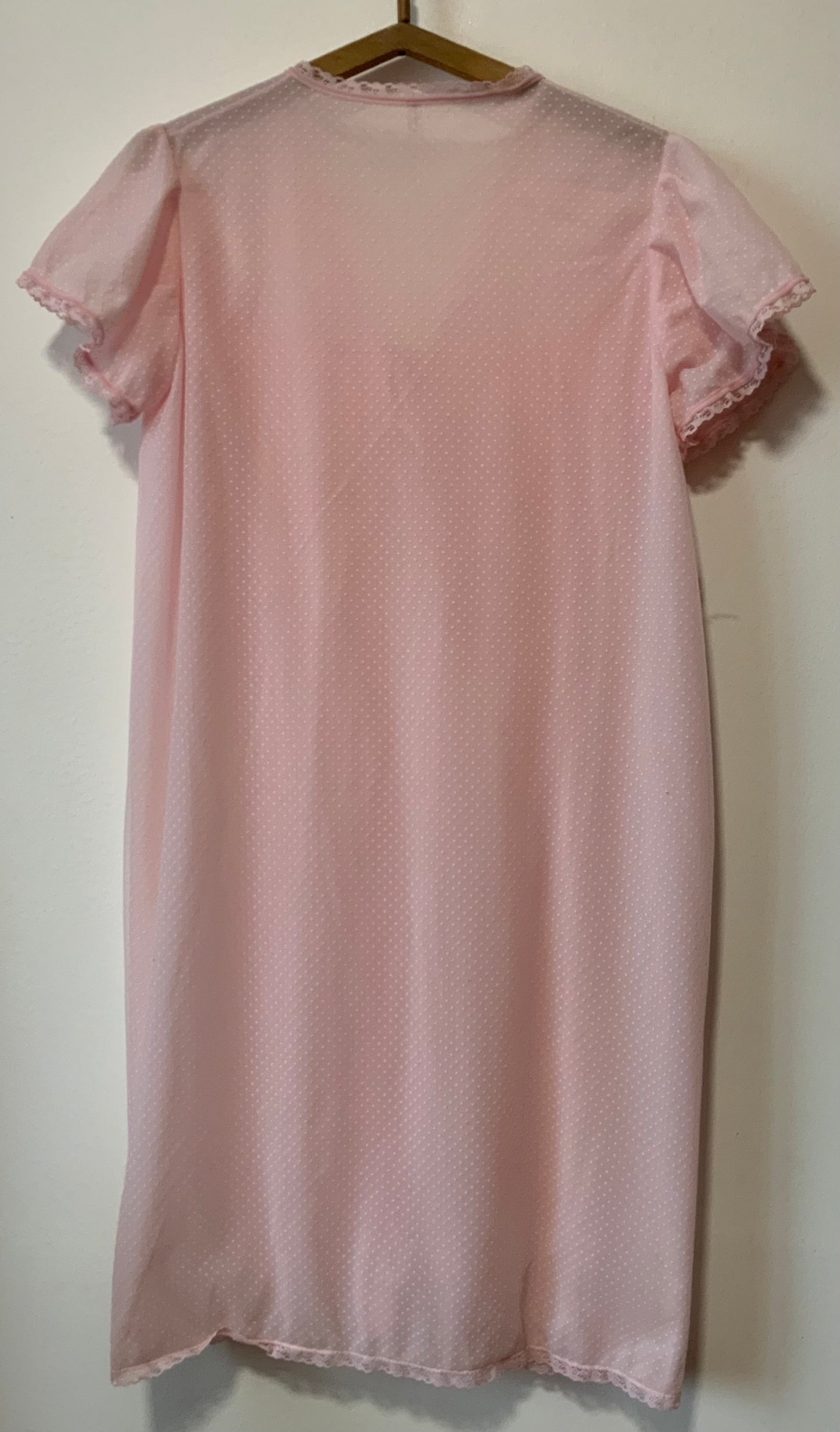 Déshabillé du soir voile Plumetis Rose et dentelle Vintage