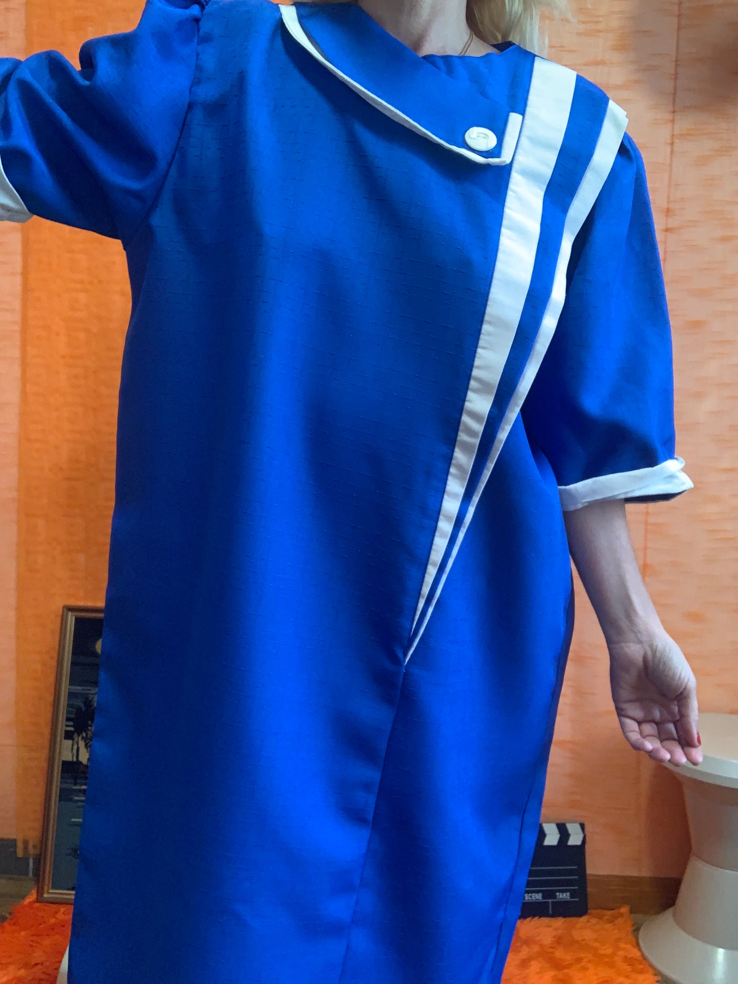 Robe 1980 Originale Pur Vintage Bleu électrique France