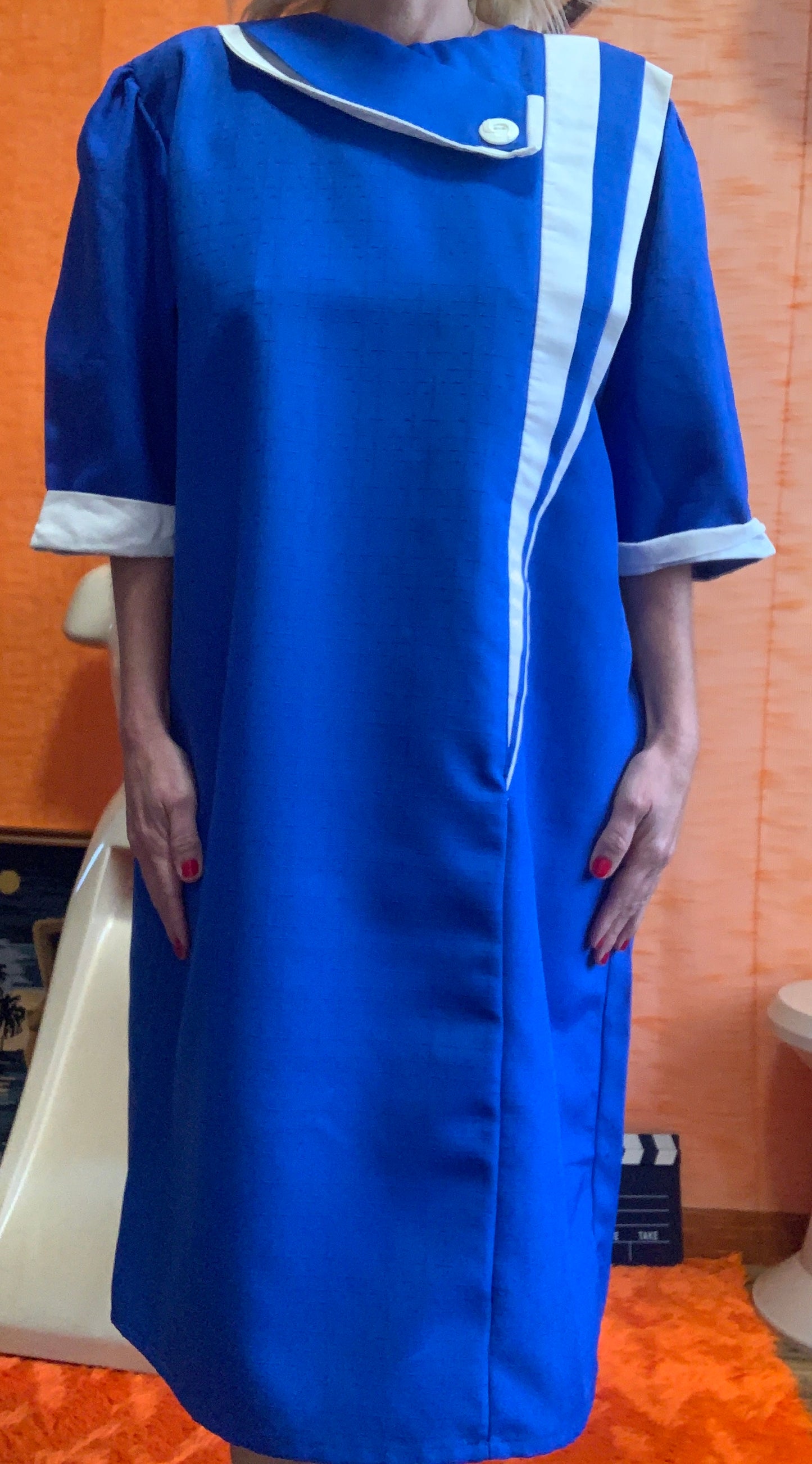 Robe 1980 Originale Pur Vintage Bleu électrique France
