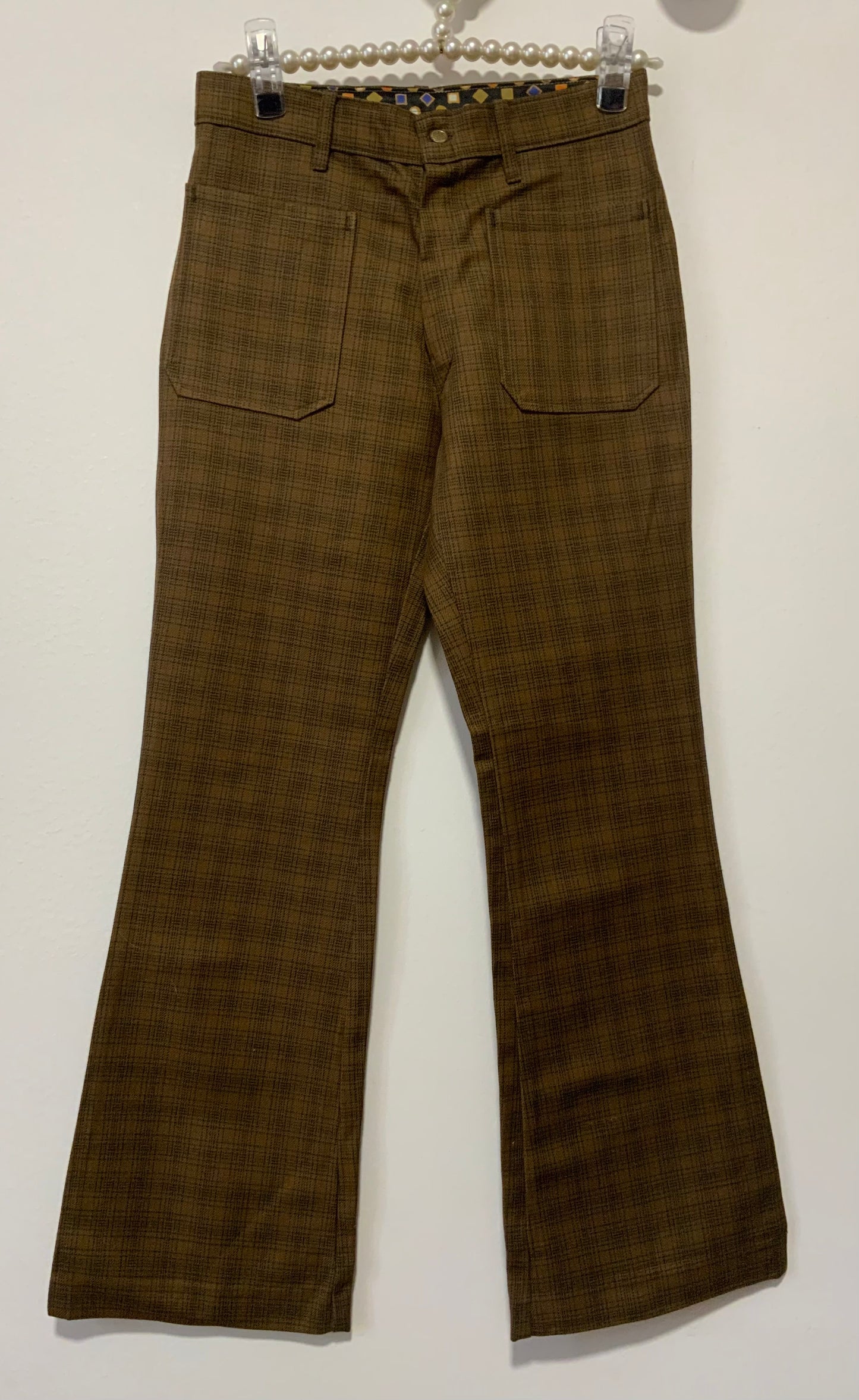 Pantalon Flare Carreaux Deadstock Vintage 1970 Pattes d’éléphant