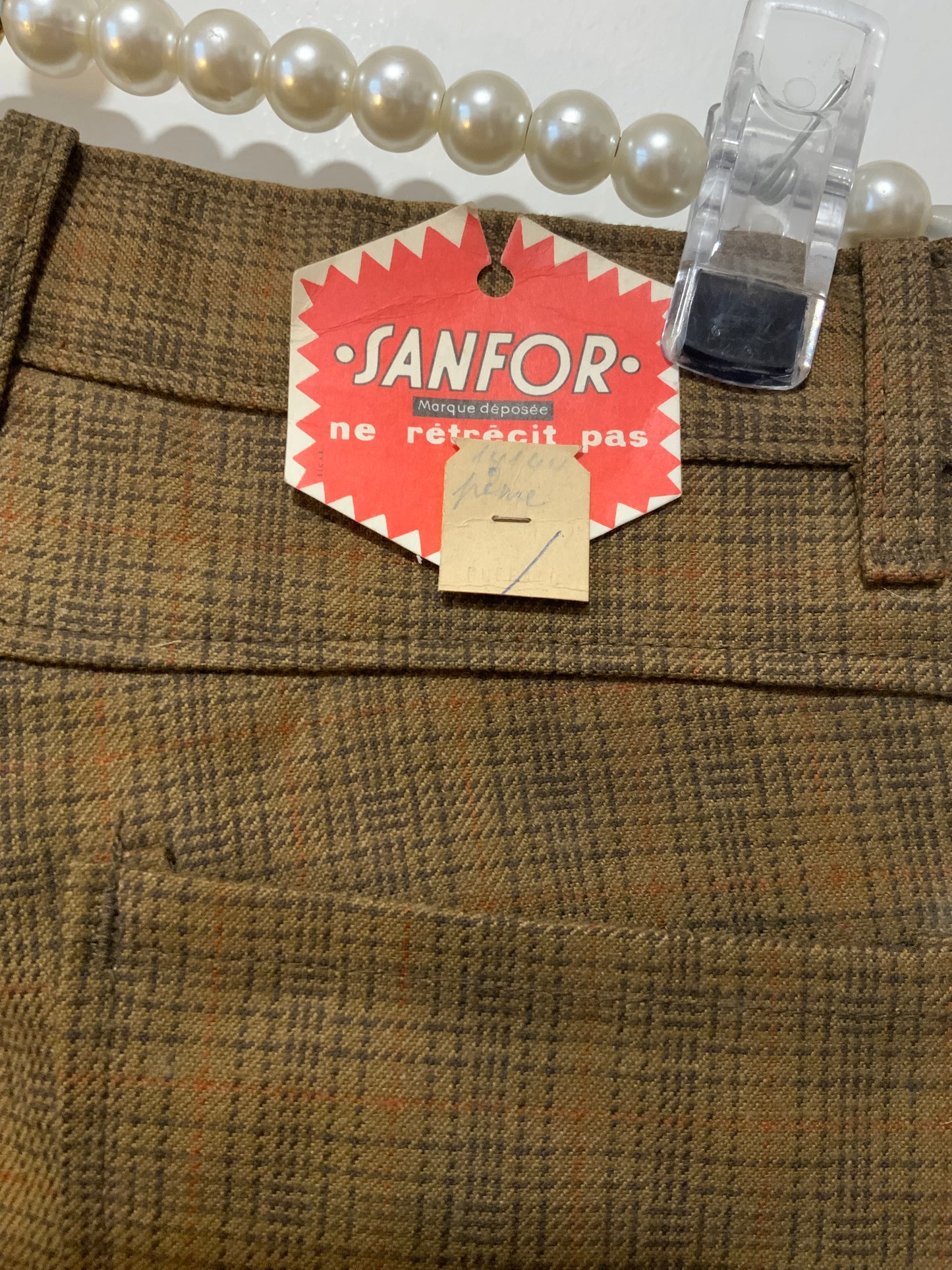 Pantalon Flare Carreaux Deadstock Vintage 1970 Pattes d’éléphant