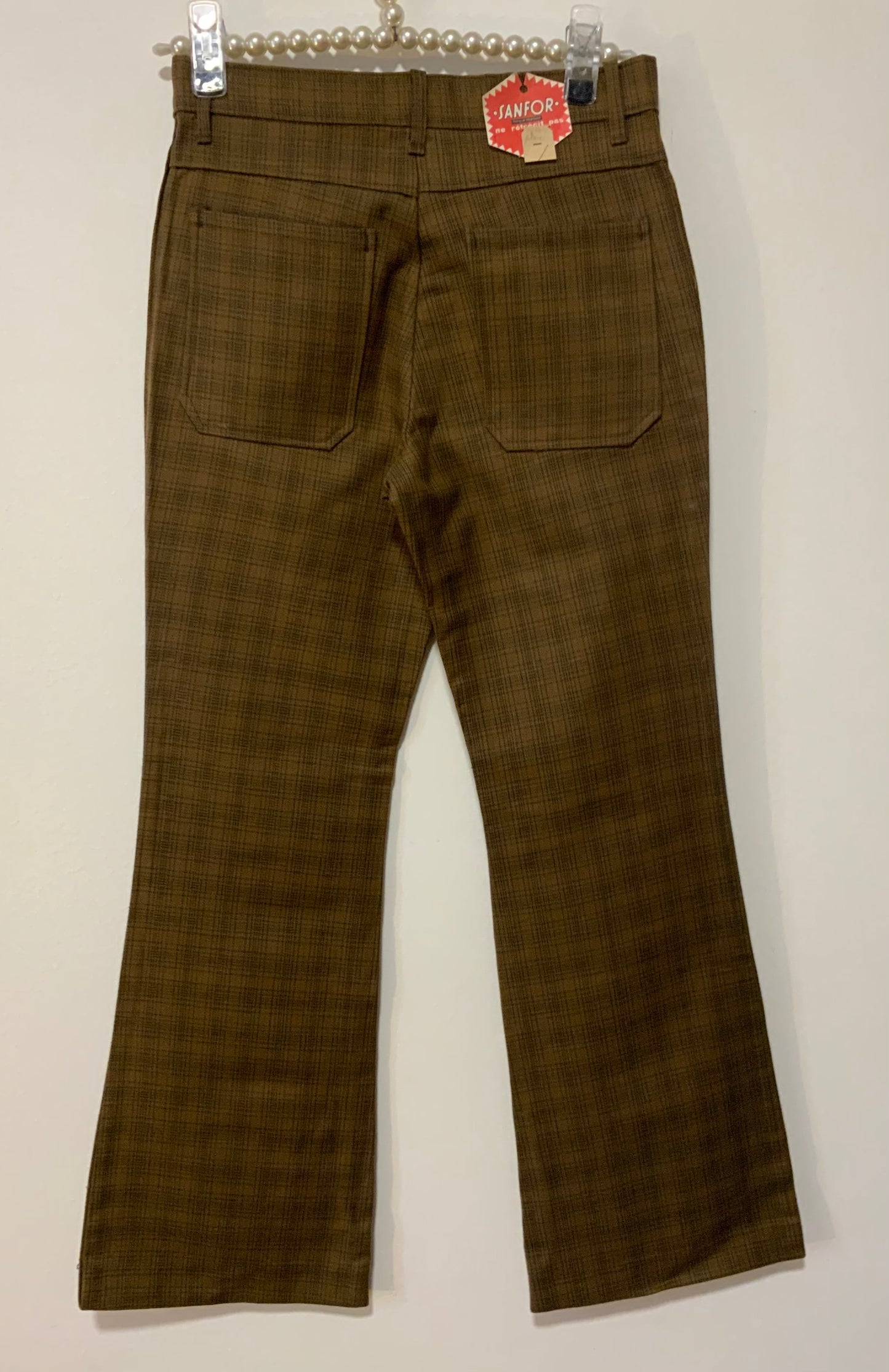 Pantalon Flare Carreaux Deadstock Vintage 1970 Pattes d’éléphant