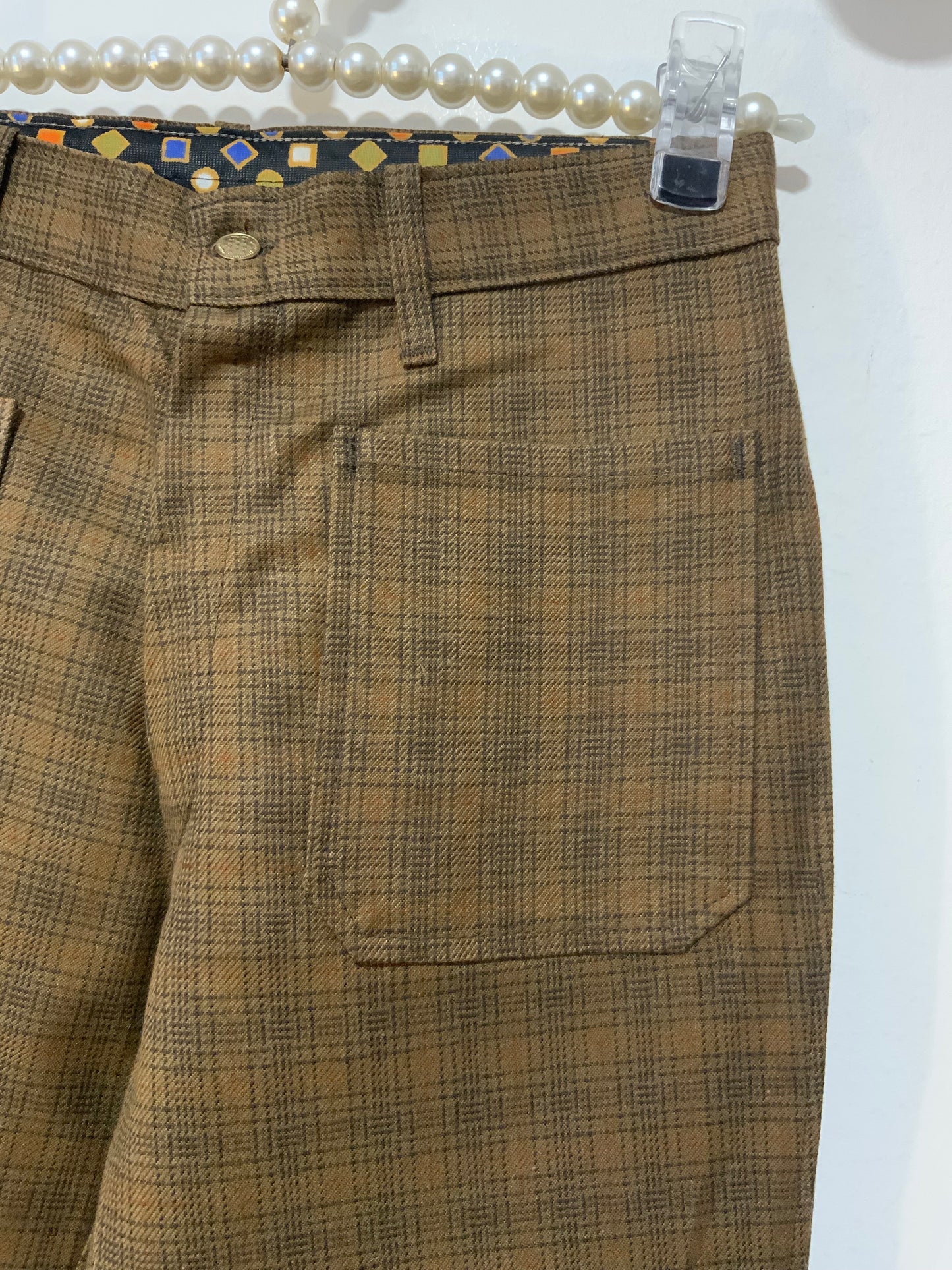 Pantalon Flare Carreaux Deadstock Vintage 1970 Pattes d’éléphant