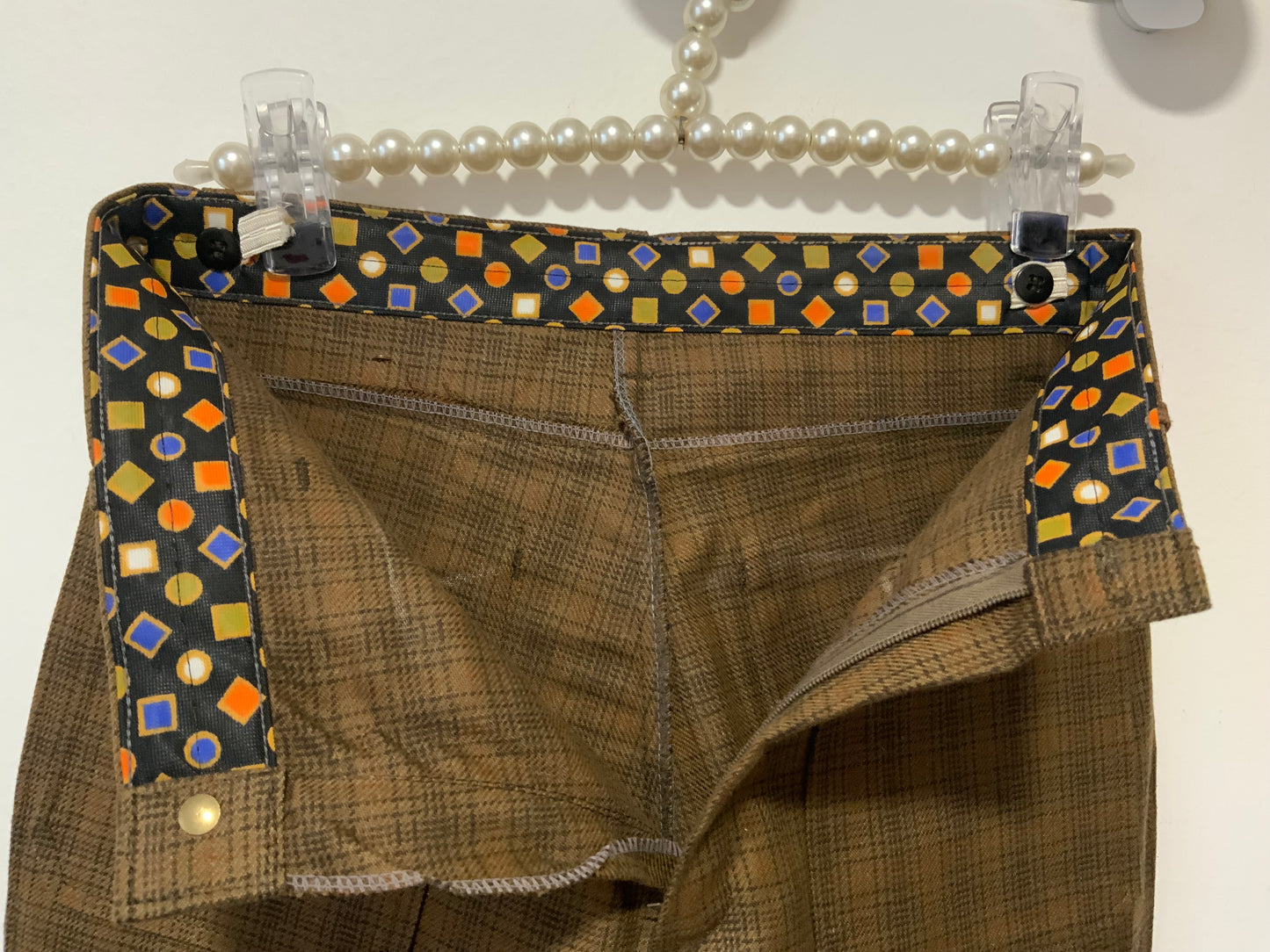 Pantalon Flare Carreaux Deadstock Vintage 1970 Pattes d’éléphant