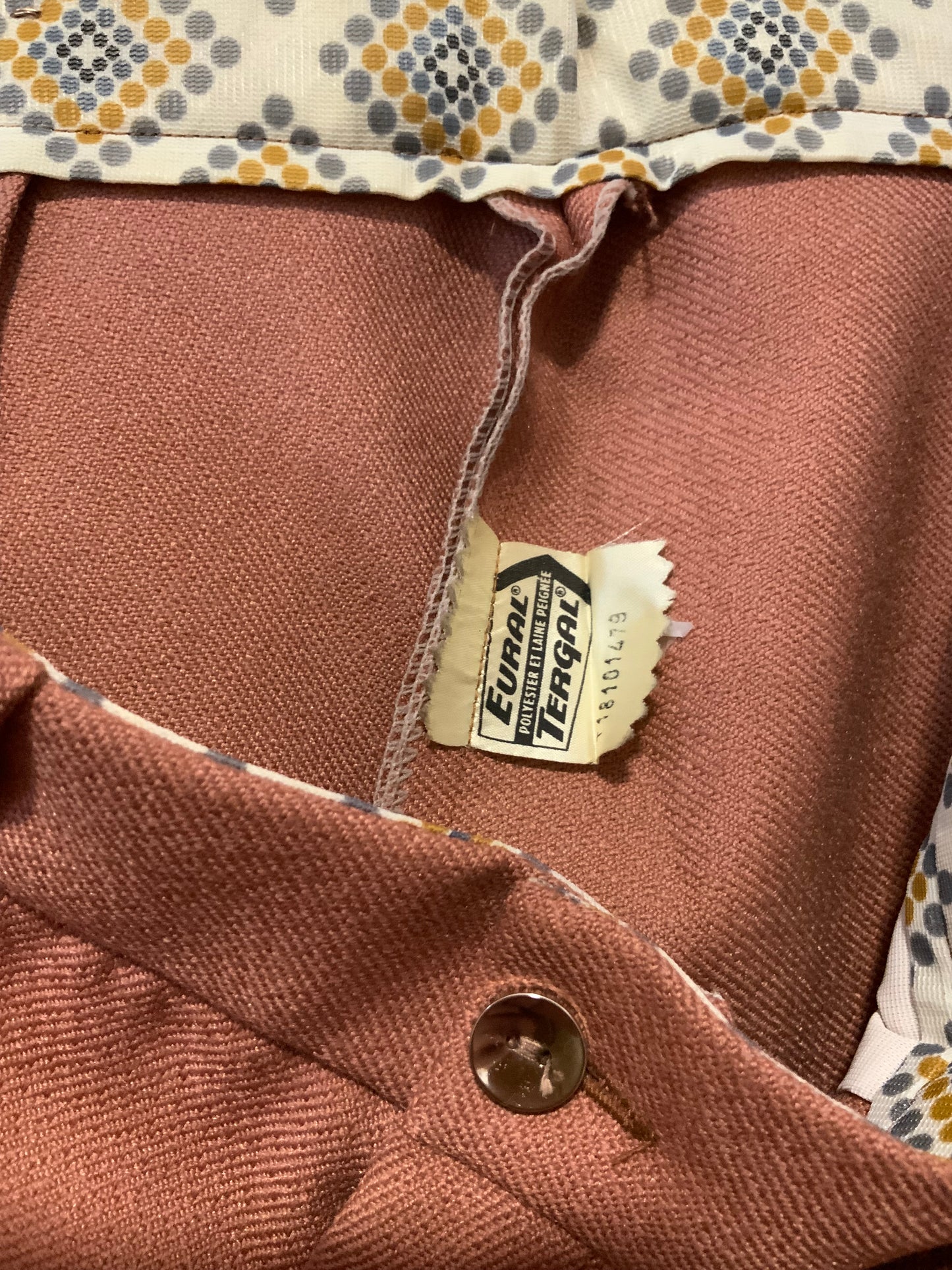 Superbe Pantalon Pattes d’elephant Flare avec Laine peignée Deadstock Vintage 1970