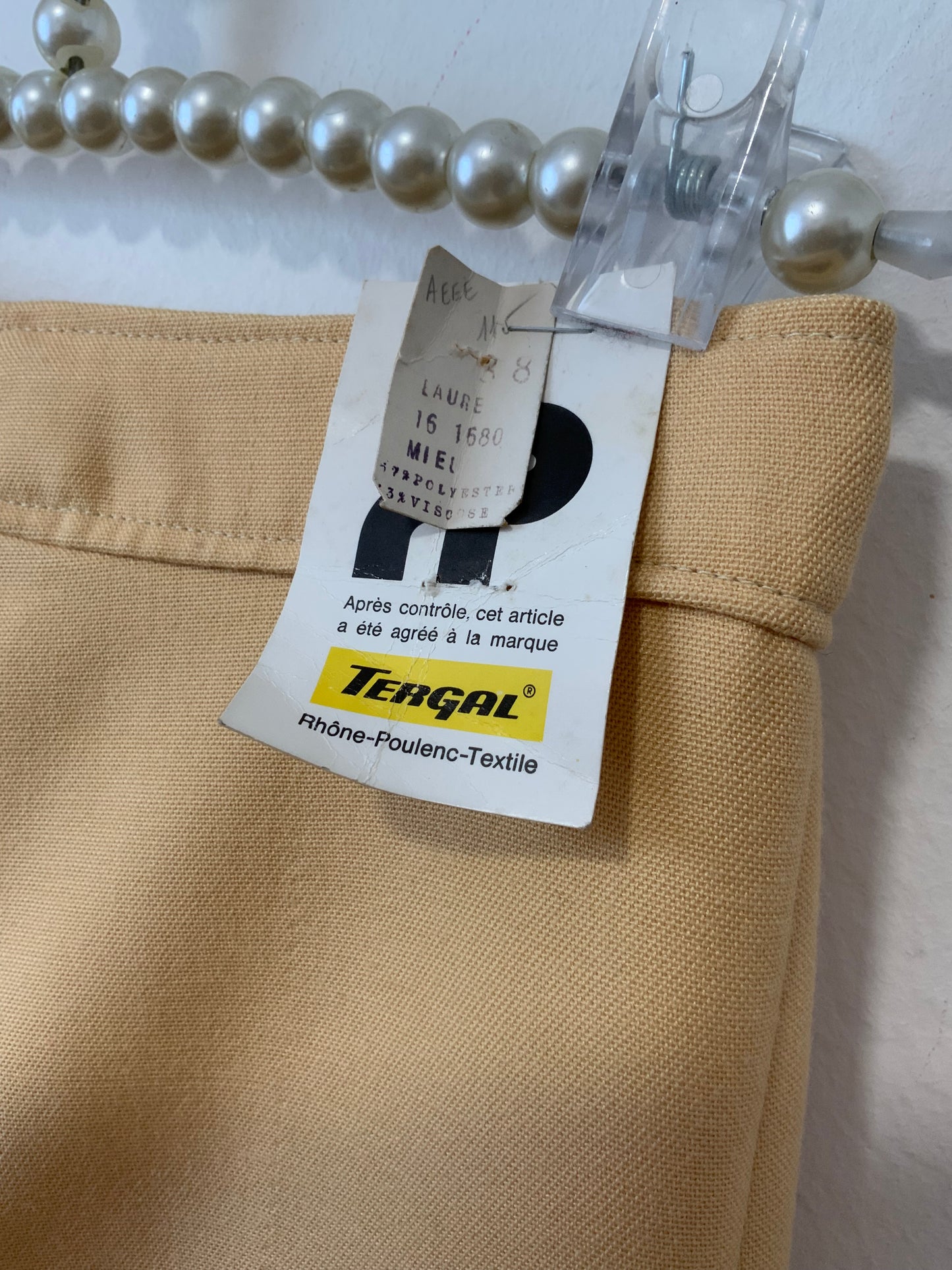 Pantalon Pattes d’éléphant Flare couleur Miel Tergal Vintage Neuf 1970