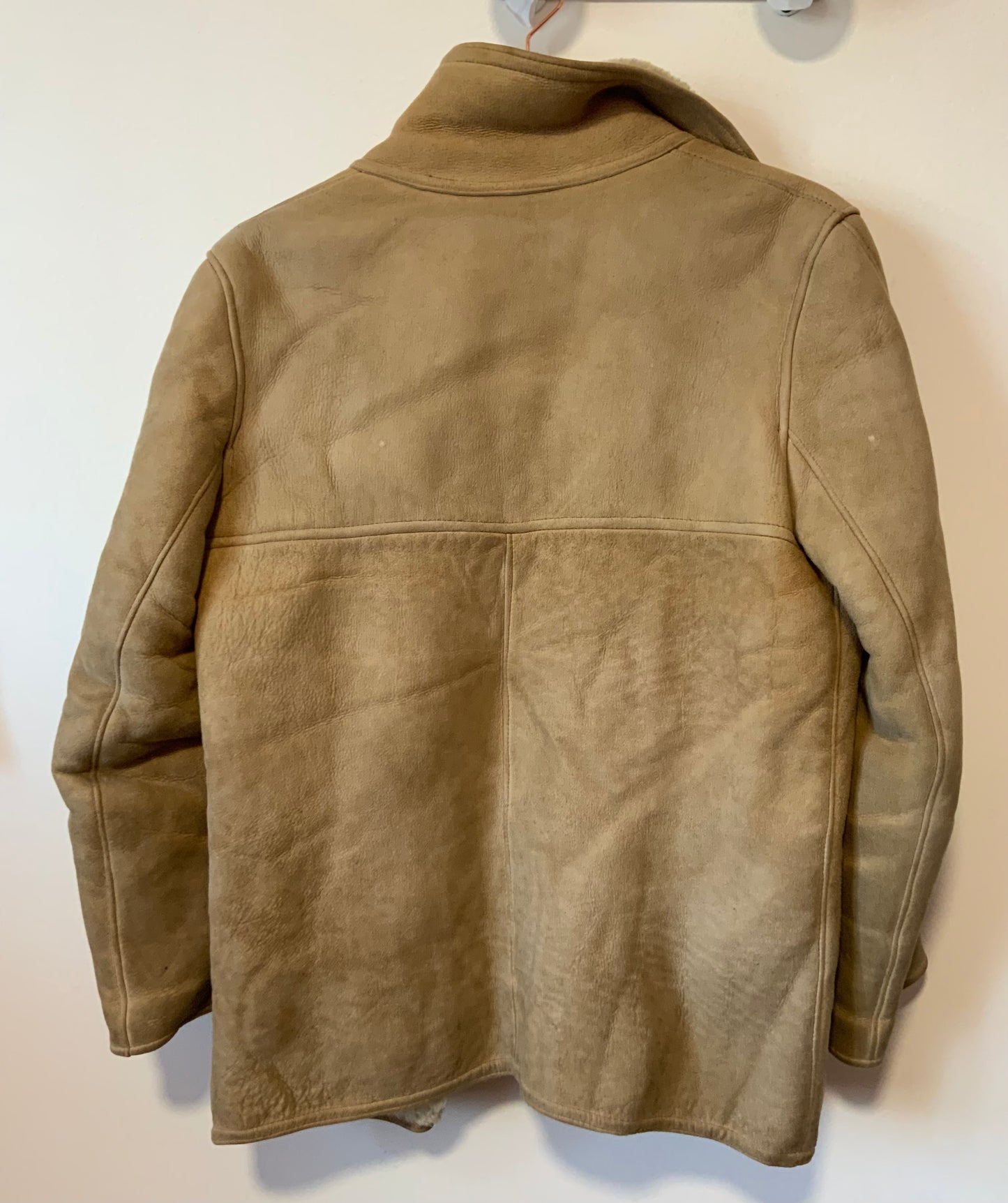 Manteau Cuir peau Lainée Beige Pepite Vintage