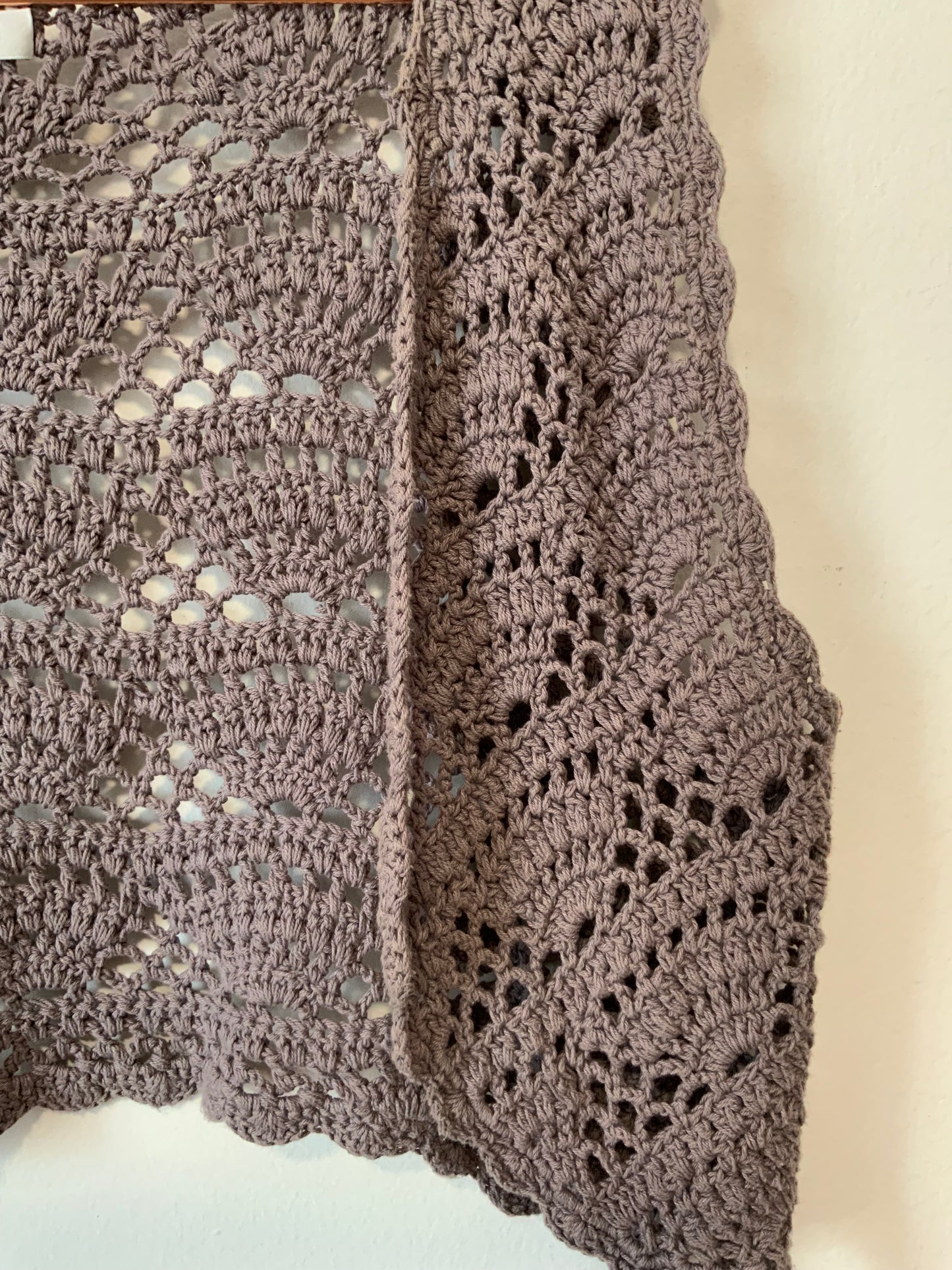 Gilet Boléro Bohème Mailles Crochets Franges Vintage 1990