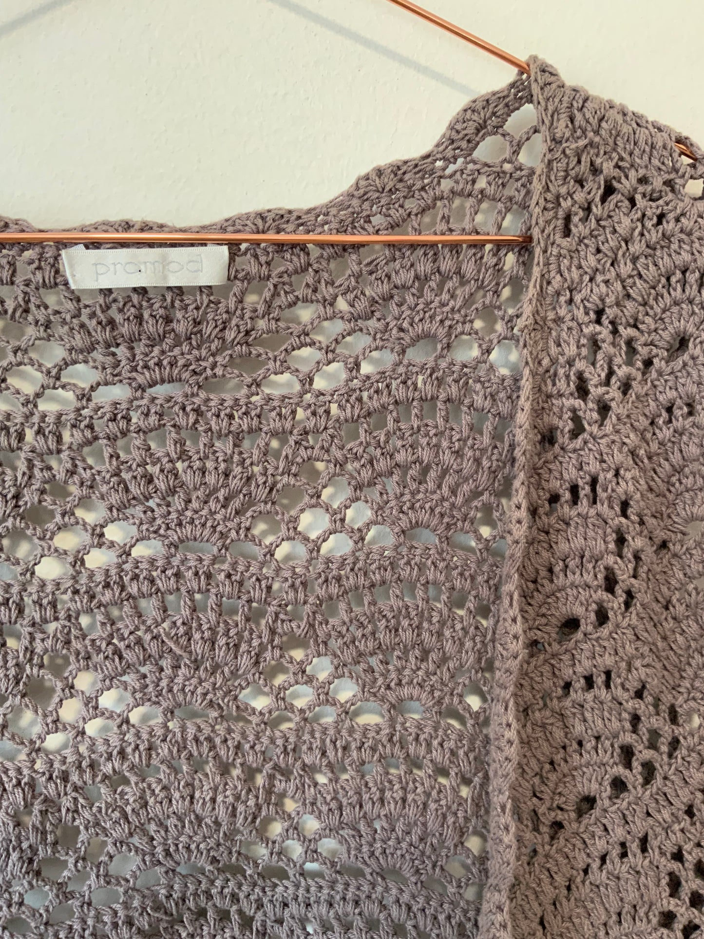 Gilet Boléro Bohème Mailles Crochets Franges Vintage 1990