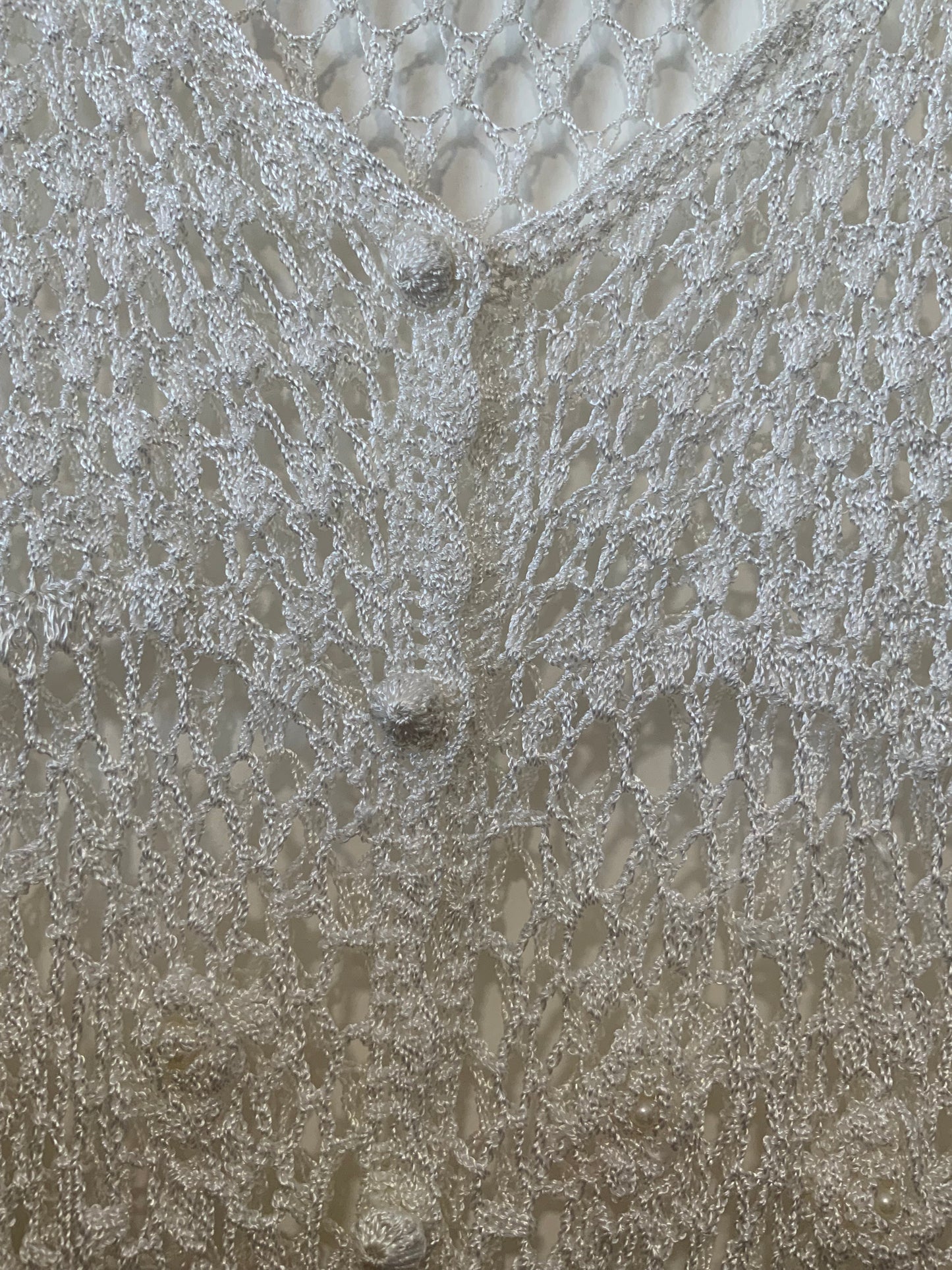 Gilet en Maille Crochet Ravissant Boheme Vintage 1990