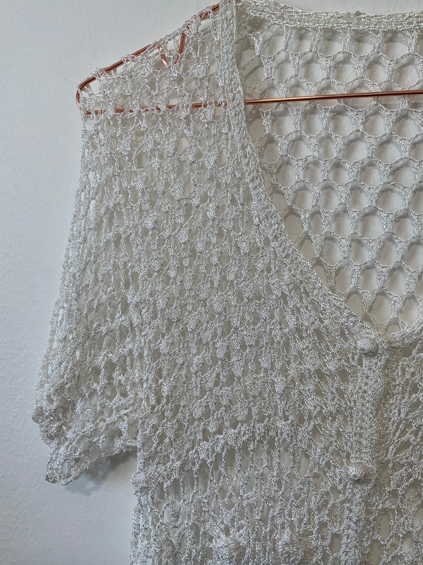 Gilet en Maille Crochet Ravissant Boheme Vintage 1990