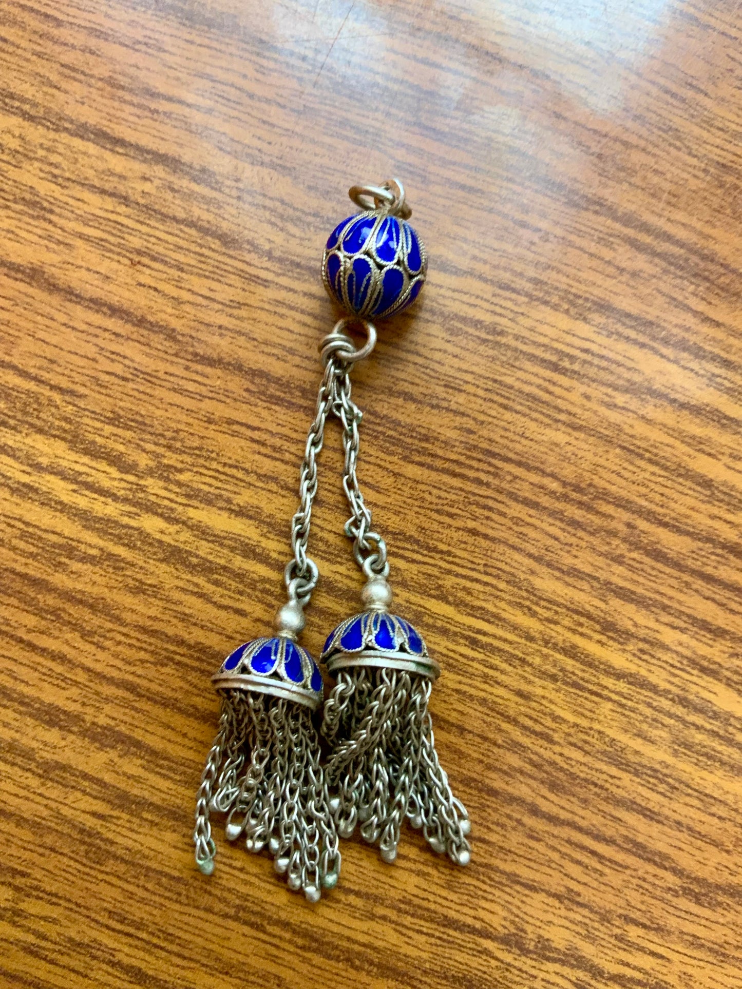 Exceptionnel Pendentif Argent et cabochons verre Ancien Vintage