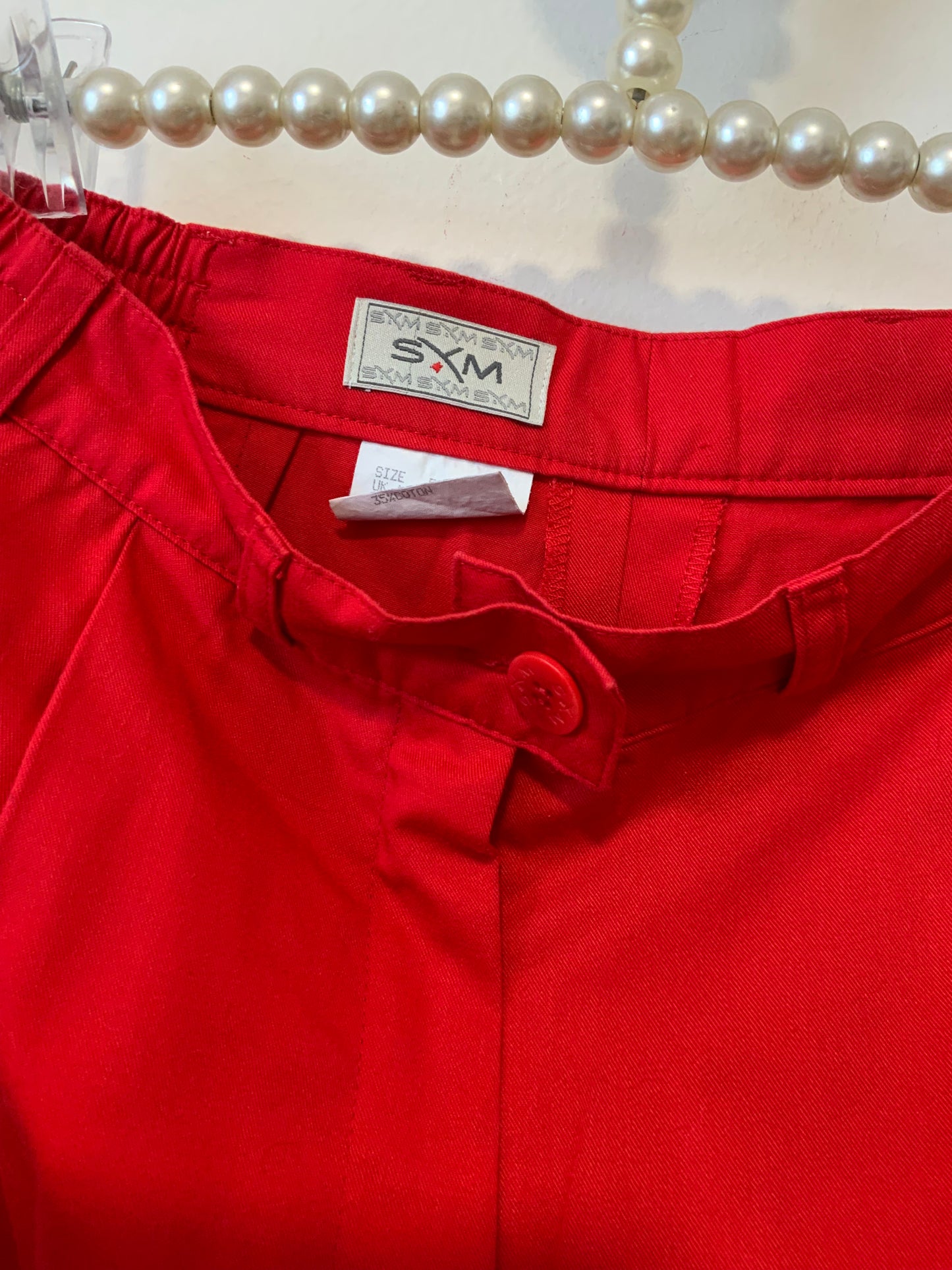 Bermuda coupe droite Rouge à pinces Vintage 1990 Chic