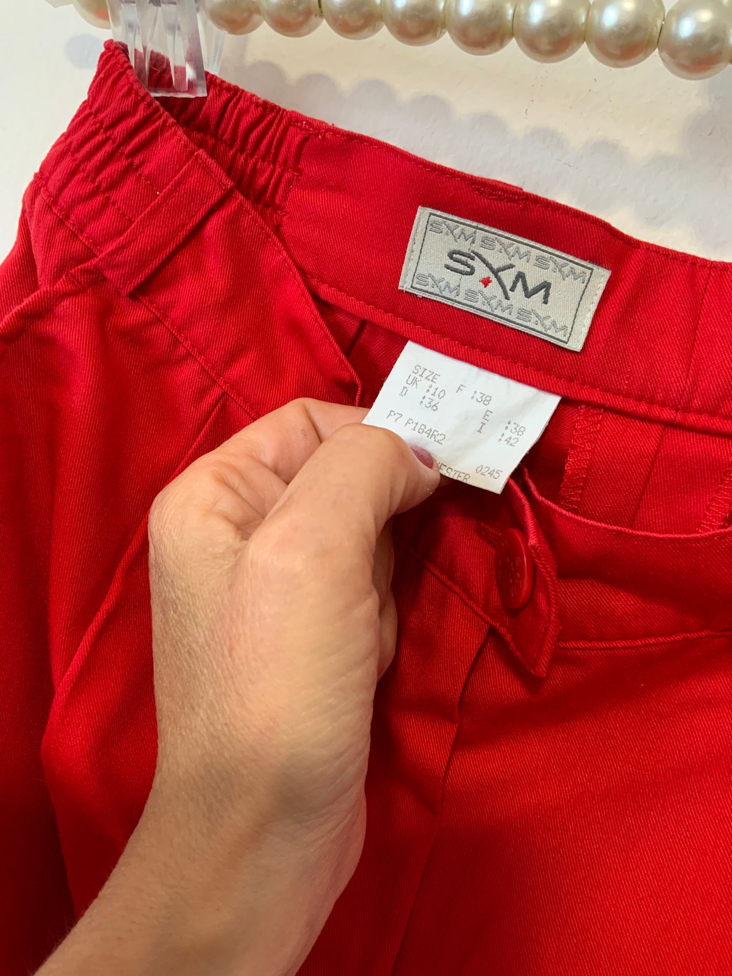 Bermuda coupe droite Rouge à pinces Vintage 1990 Chic