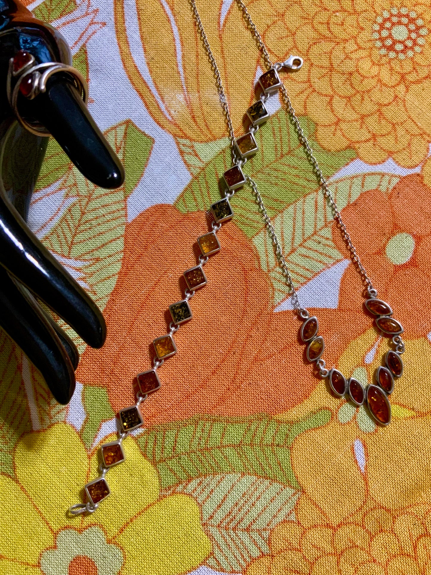 Ensemble complet de bijoux Argent et Ambre Vintage -