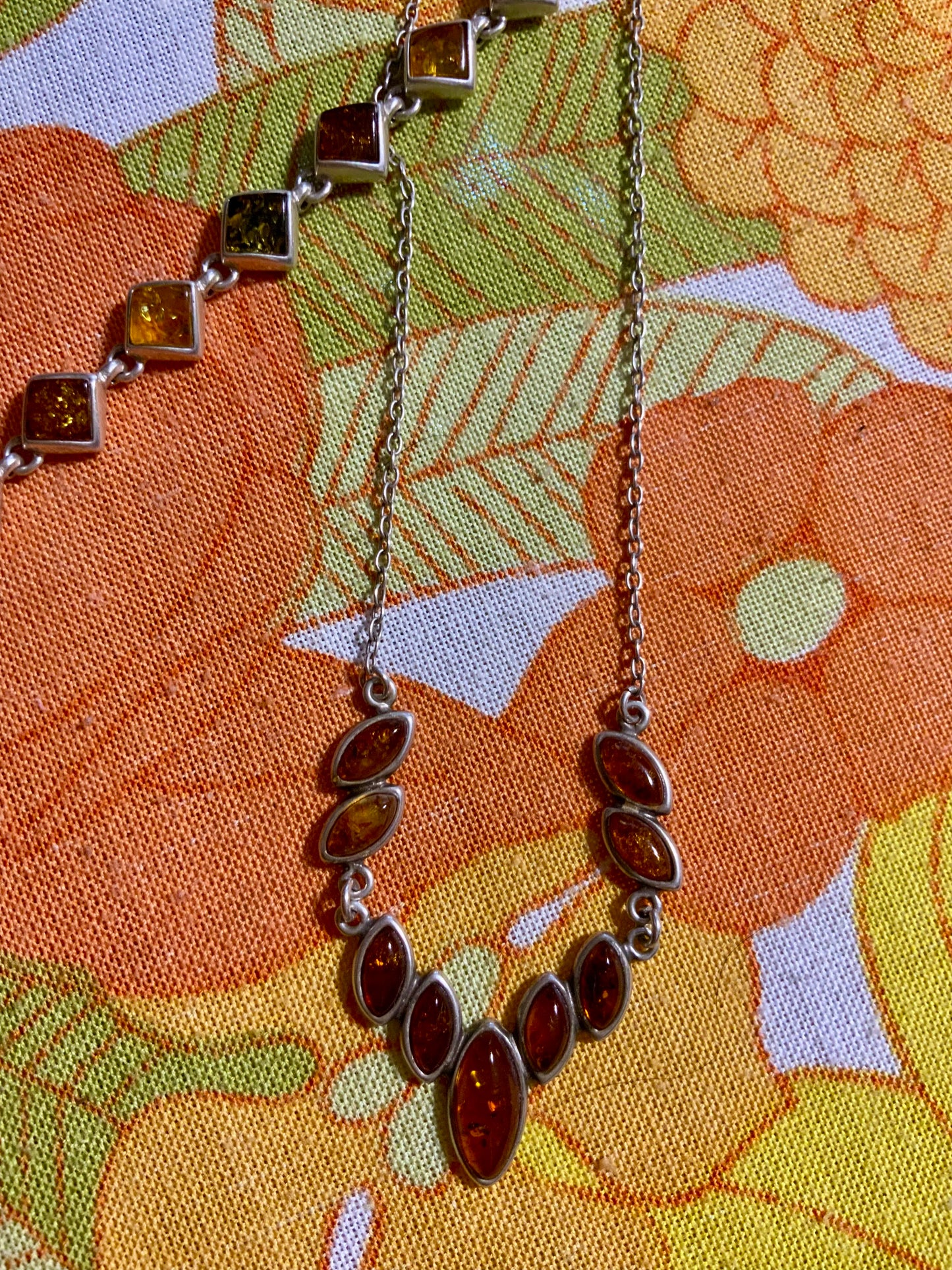 Ensemble complet de bijoux Argent et Ambre Vintage -