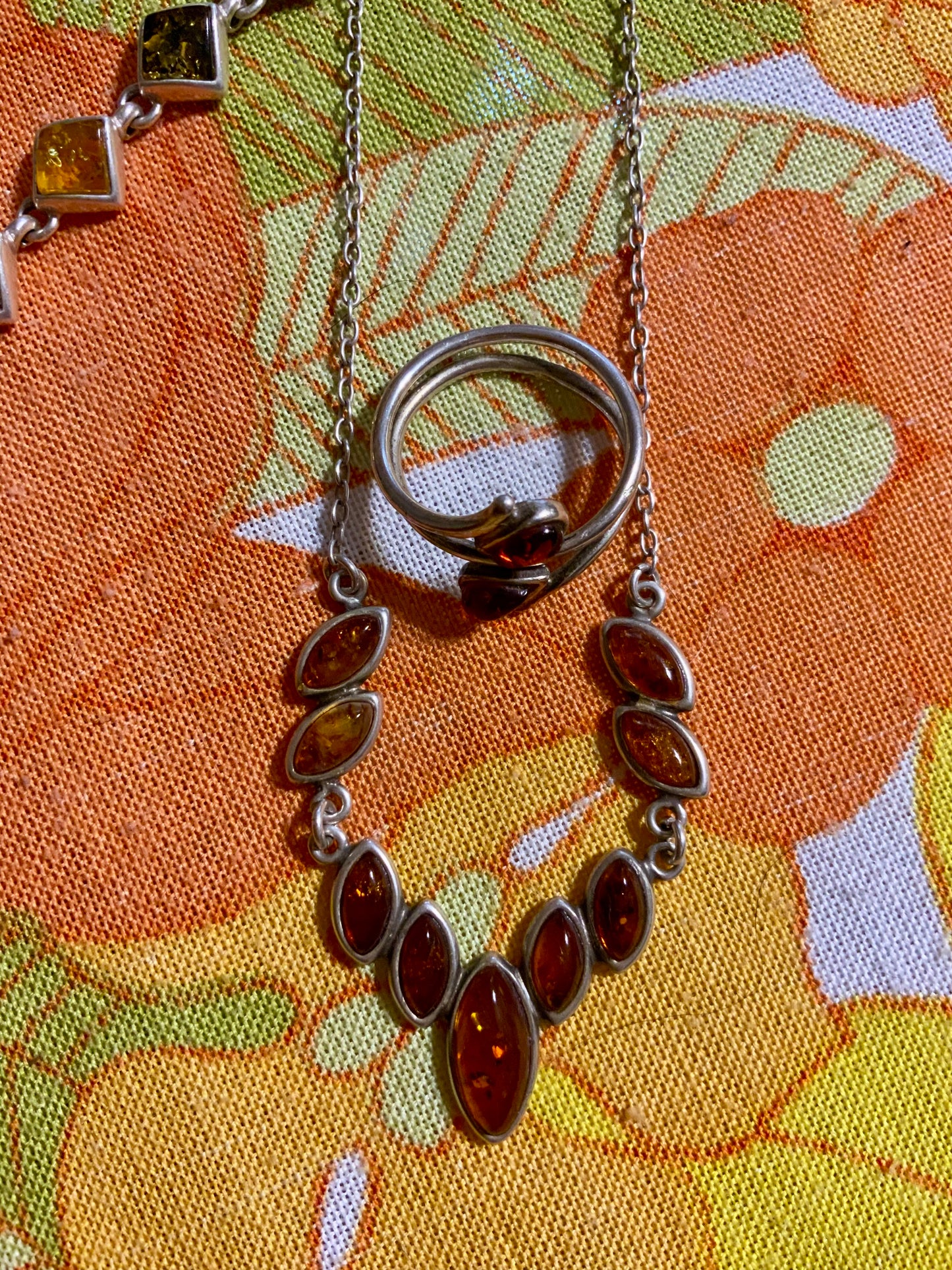 Ensemble complet de bijoux Argent et Ambre Vintage -