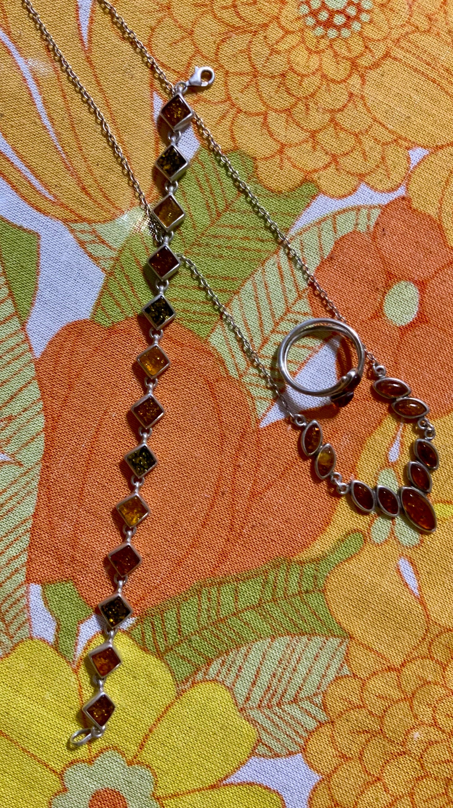 Ensemble complet de bijoux Argent et Ambre Vintage -