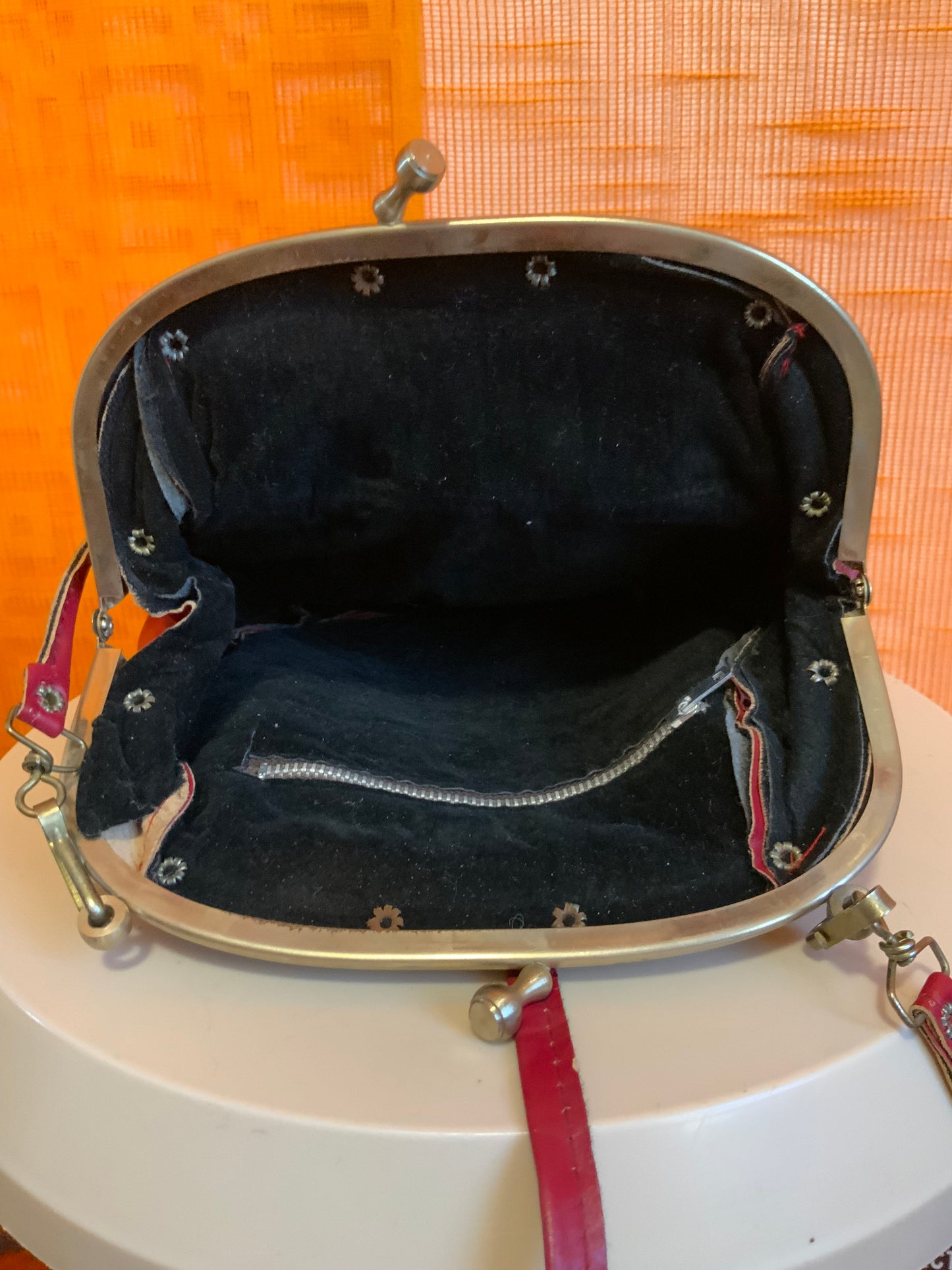 Sac à main cuir rouge Forme porte monnaie Vintage Ancien 1960/70